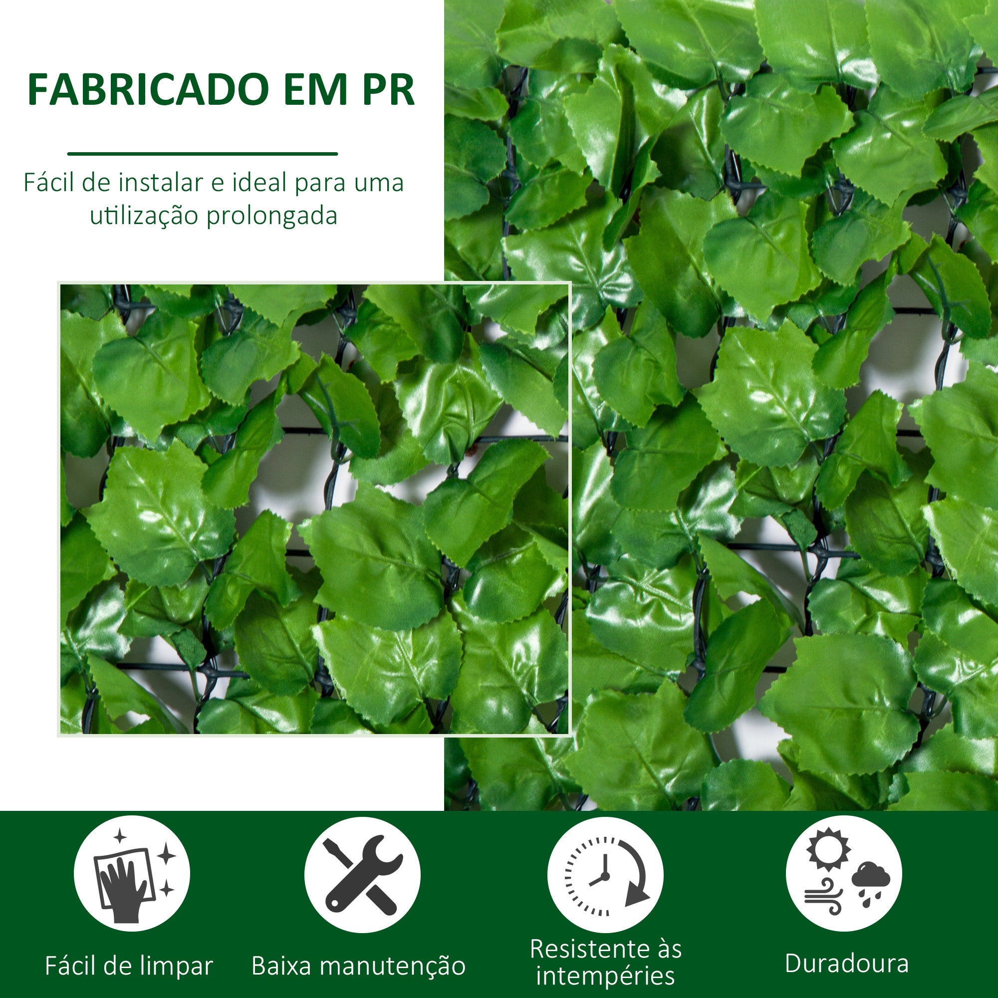 Vedação Artificial em Rolo 300x100 cm Verde - Decoração de Privacidade para Jardim