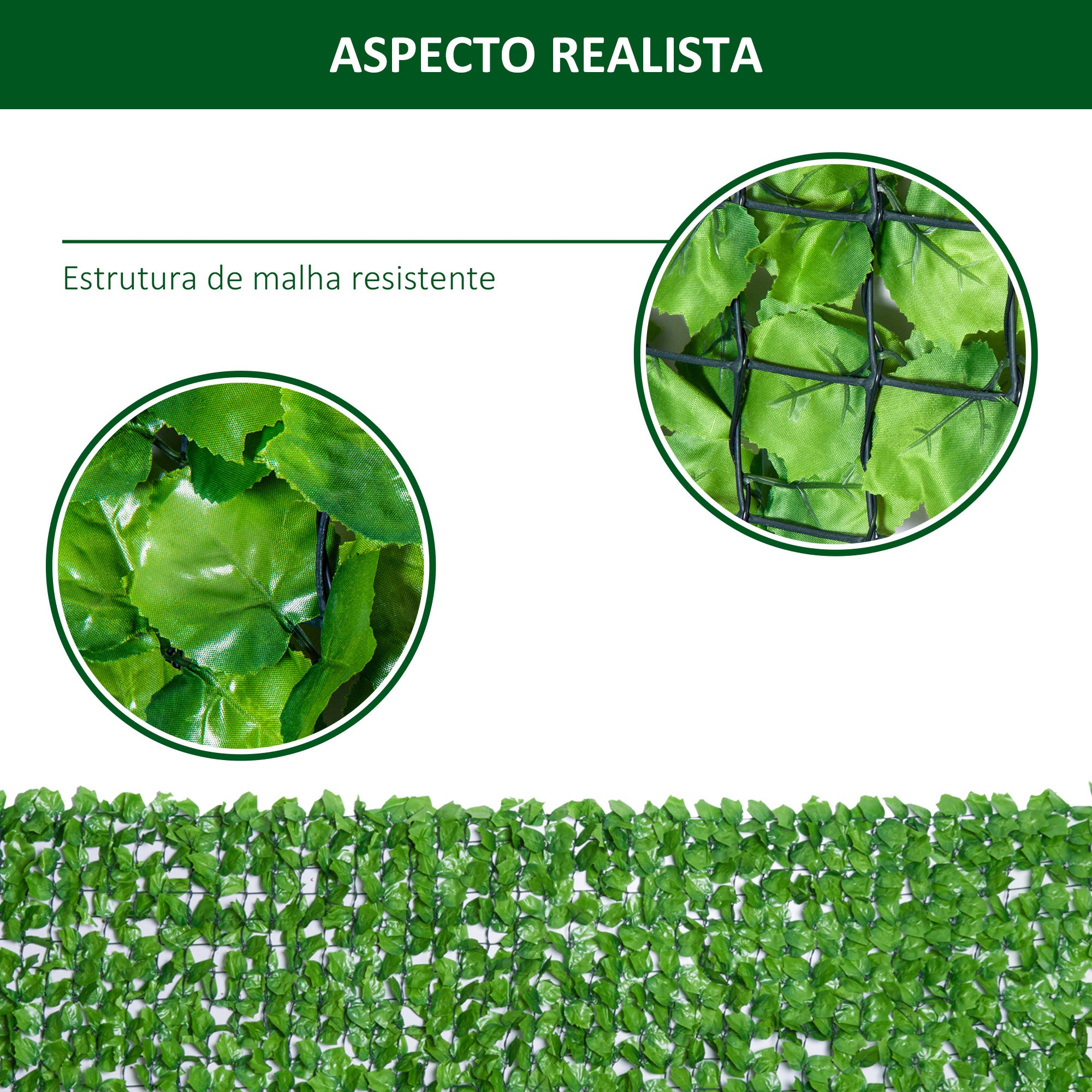 Vedação Artificial em Rolo 300x100 cm Verde - Decoração de Privacidade para Jardim