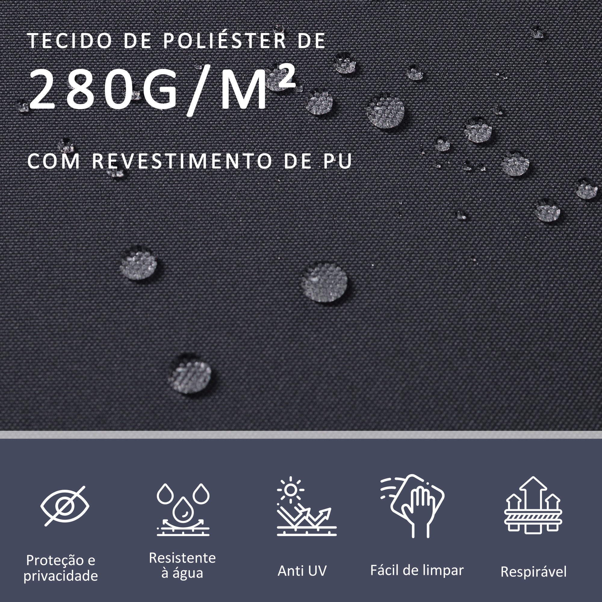 Toldo Lateral Retrátil 600x160cm Cinza Escuro - Proteção UV+50 e Ângulo Ajustável