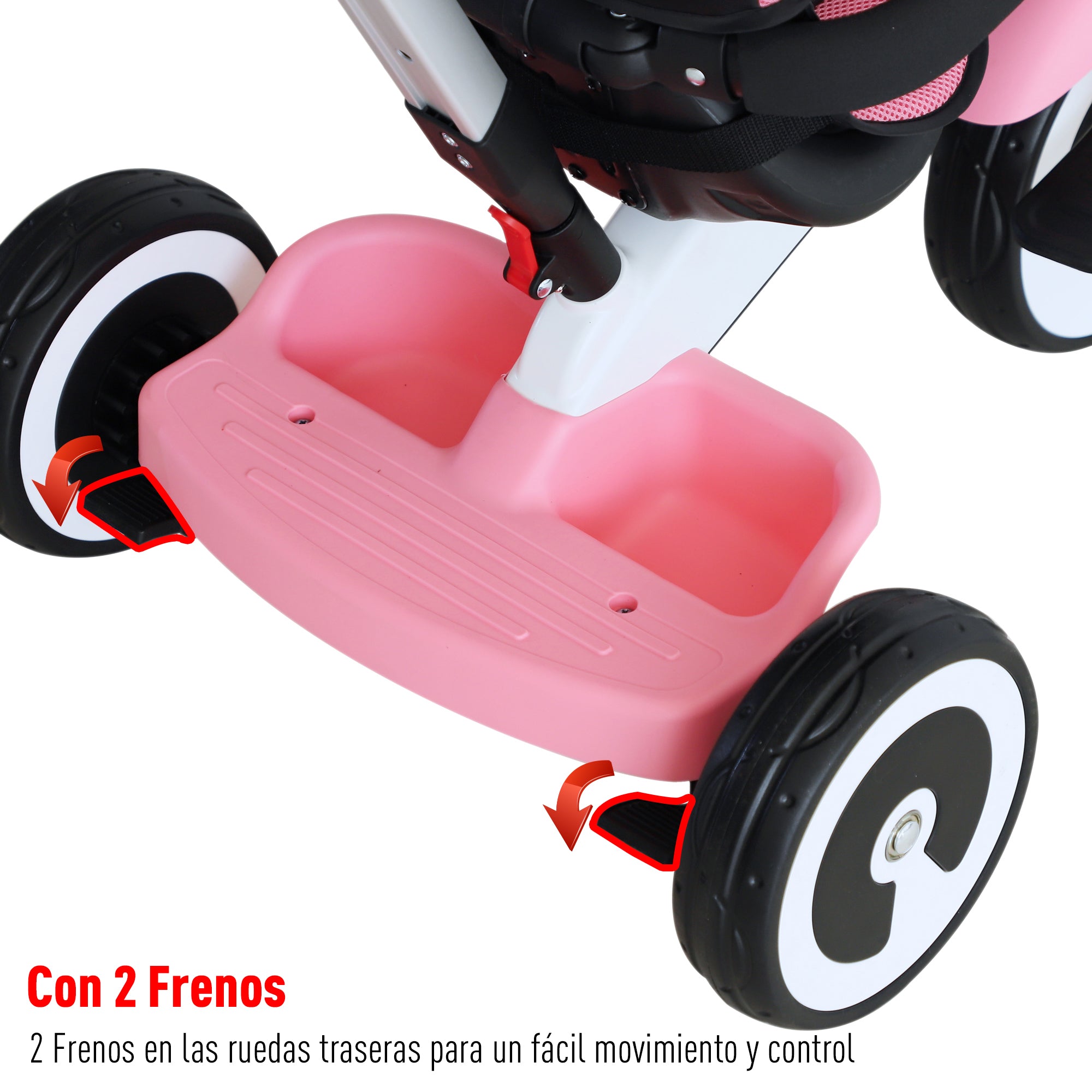 Triciclo 4 em 1 Evolutivo para Crianças +18 Meses - Rosa 115x54x96 cm