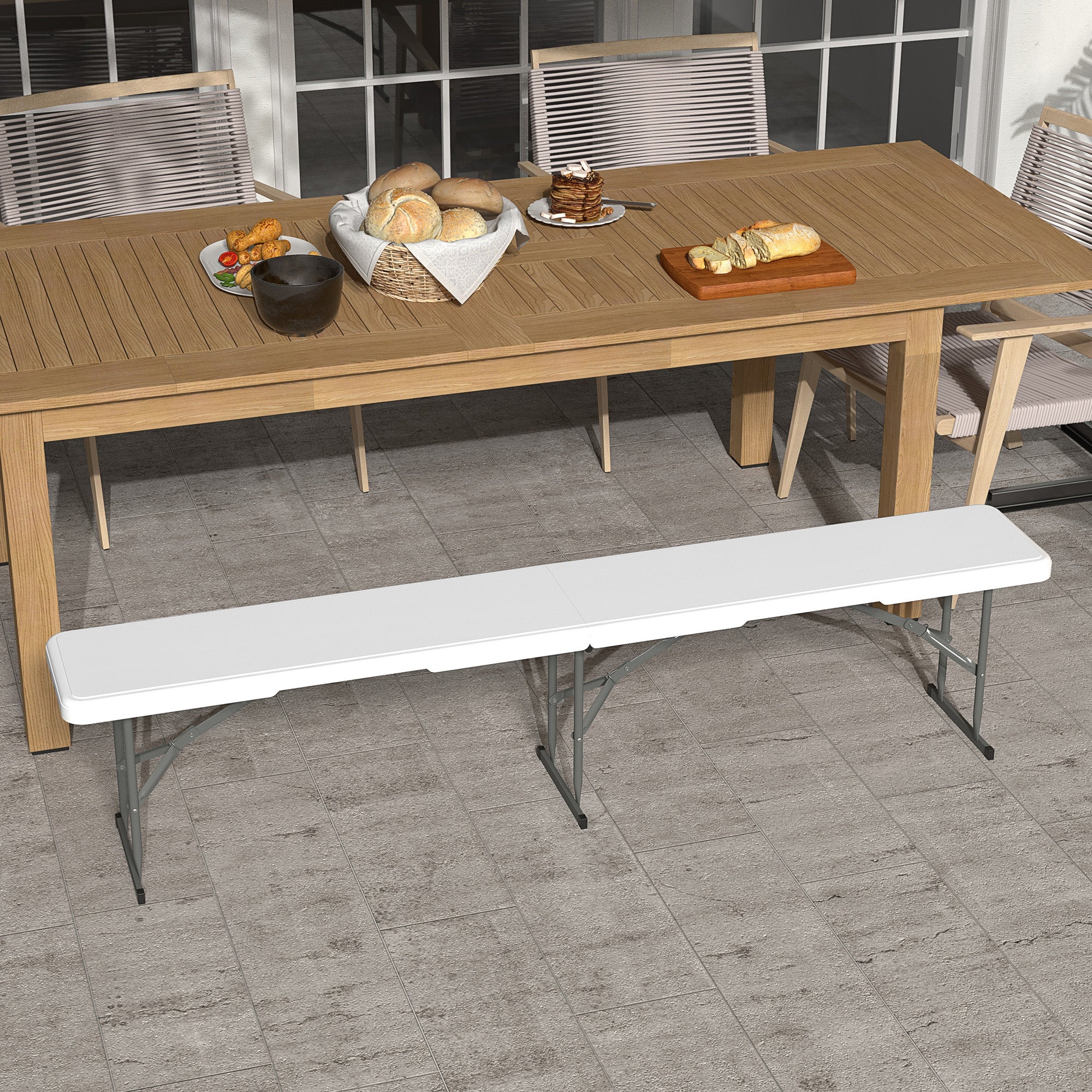 Banco de Jardim Dobrável 3 Lugares 183x28x43 cm Branco