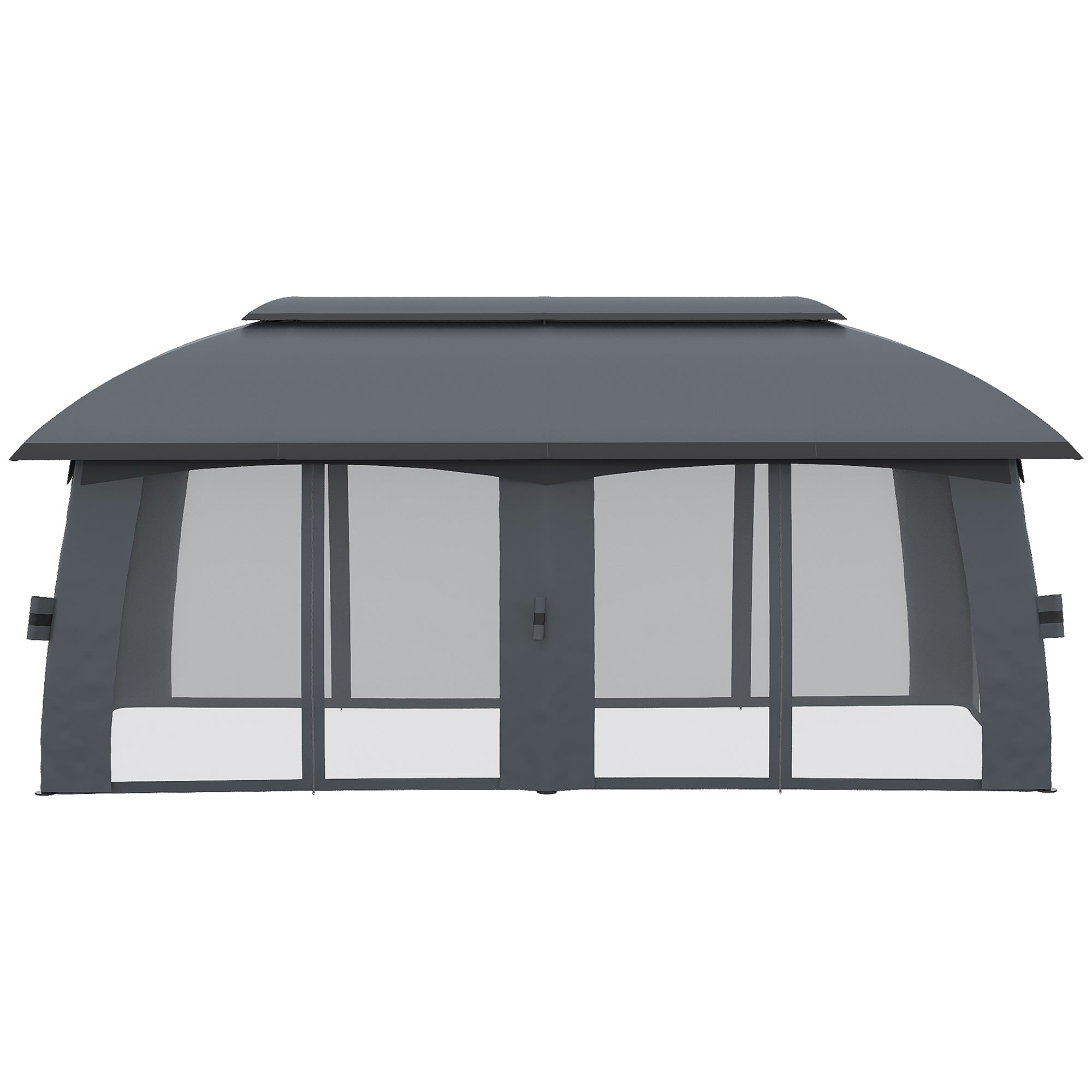 Pérgola de Jardim – 300x600x278 cm – Cinza Escuro – Metal galvanizado, poliéster e nylon
