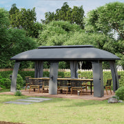 Pérgola de Jardim – 300x600x278 cm – Cinza Escuro – Metal galvanizado, poliéster e nylon
