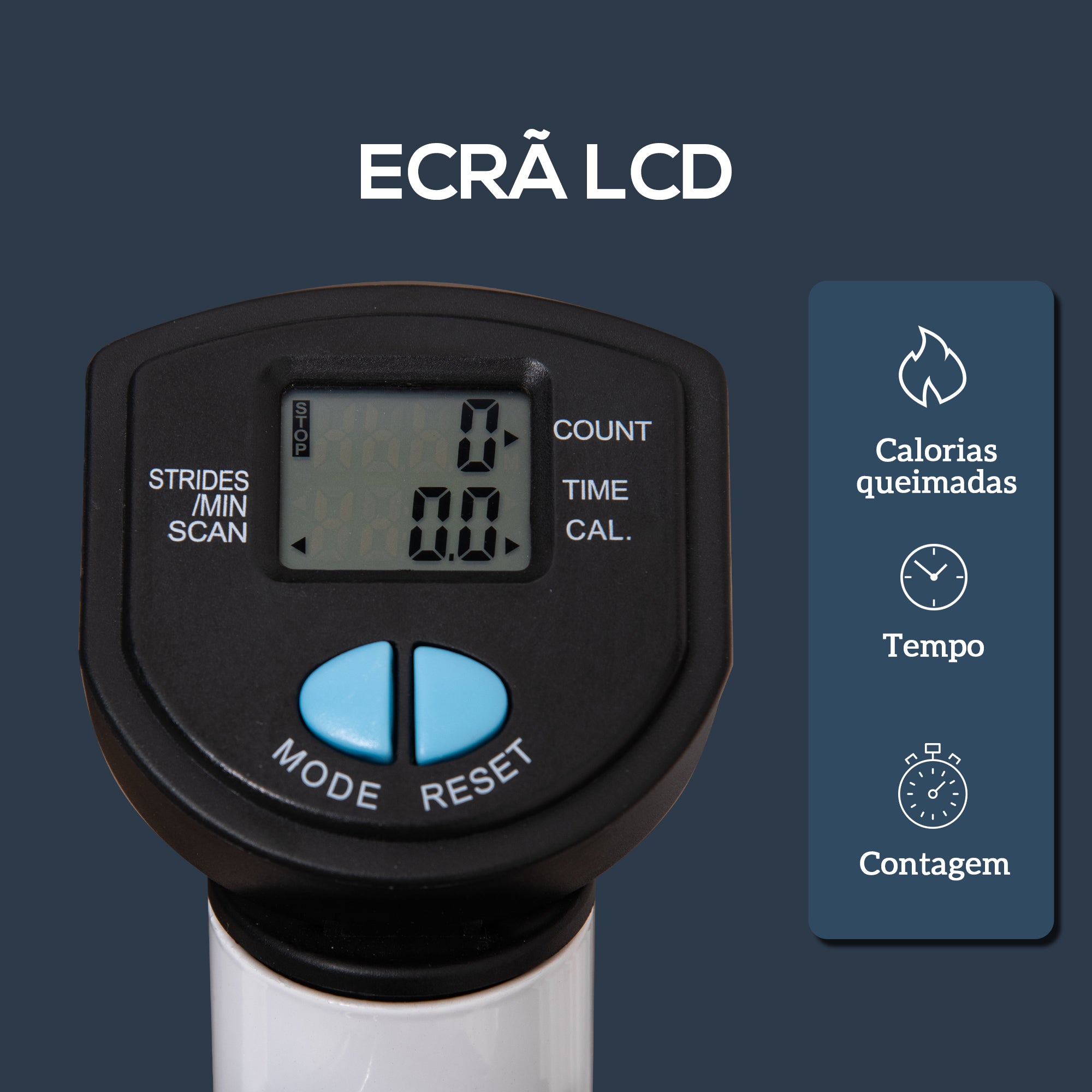 Mini Stepper Fitness em Casa com Tela LCD 55x44x108 cm Branco e Azul