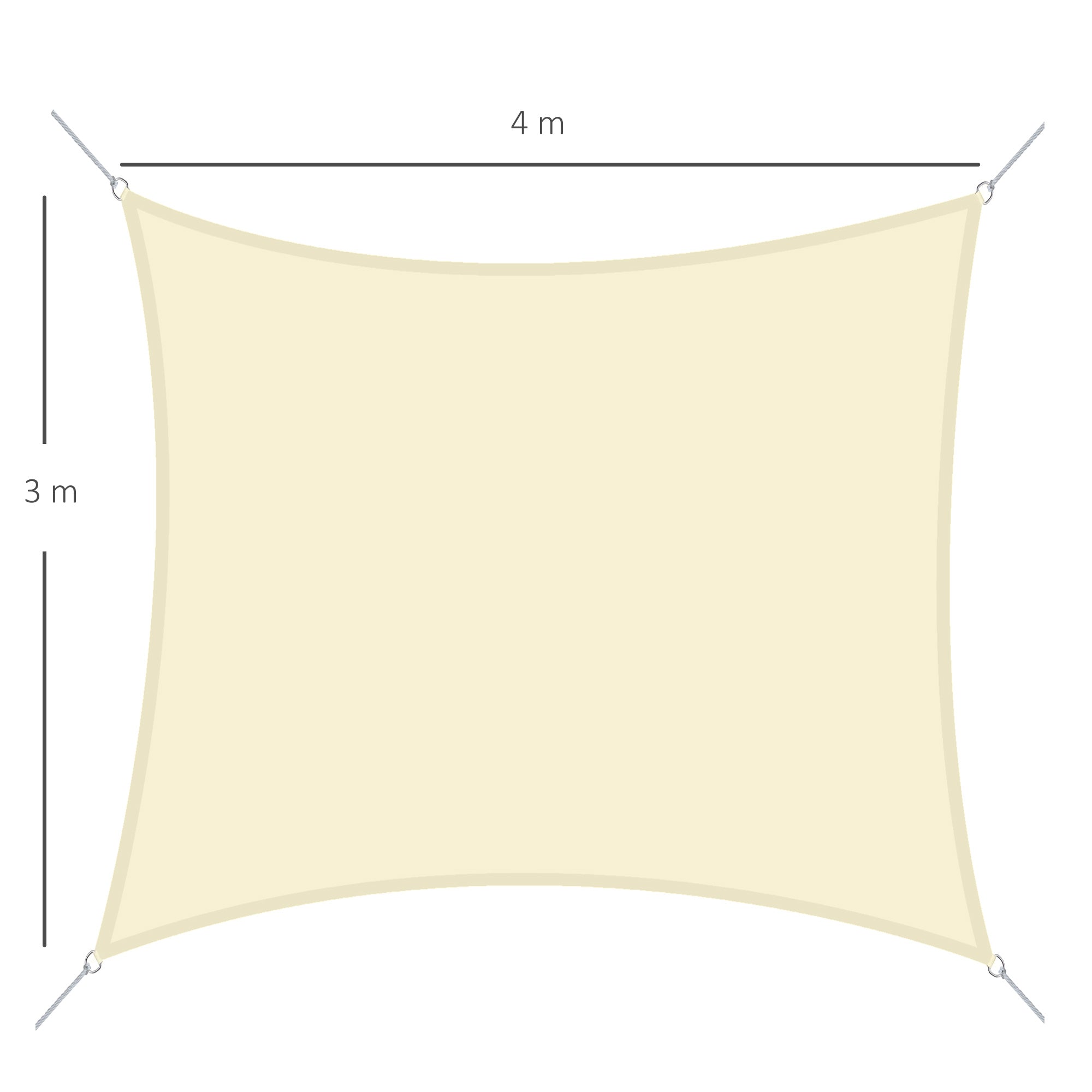 Vela de Sombra Retangular 300x400 cm Cor Creme Branco