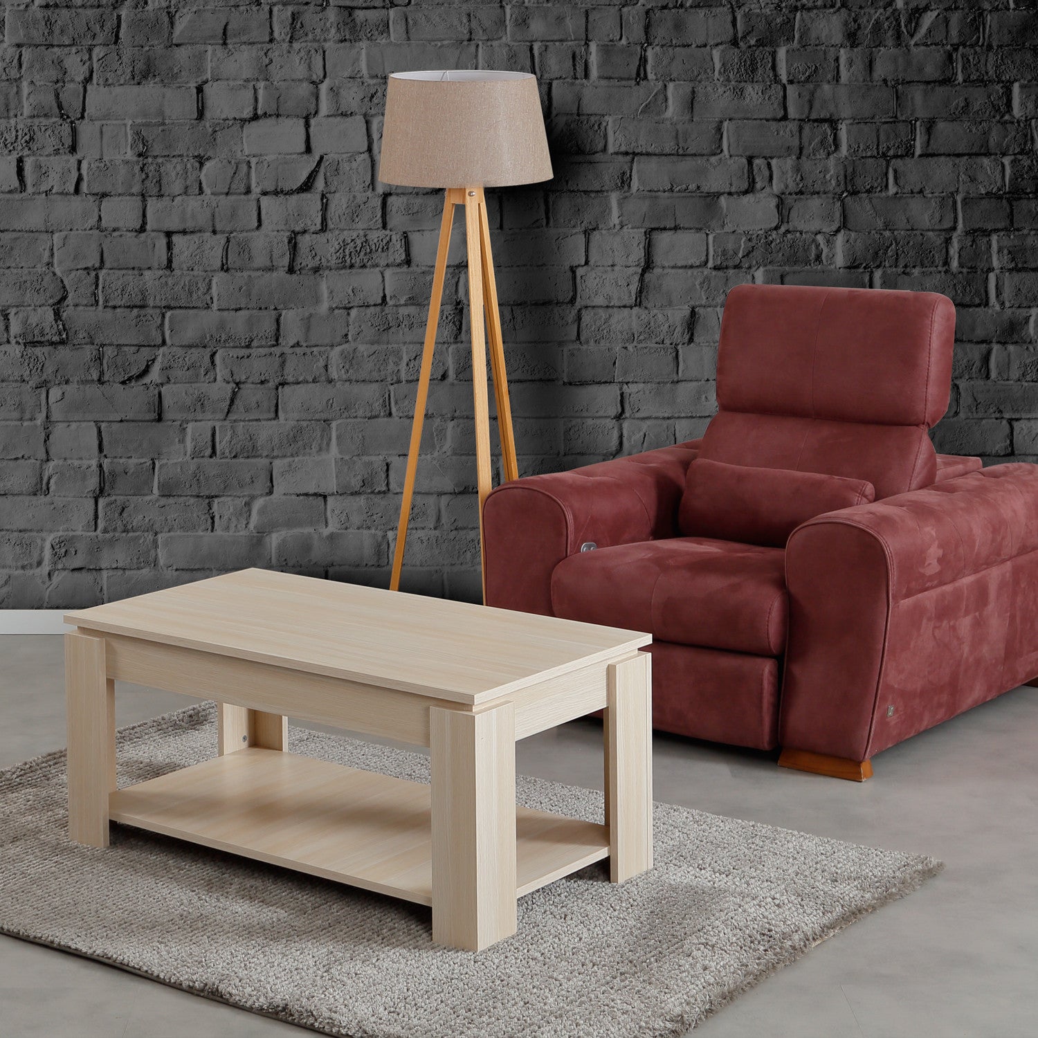 Mesa de Centro-Shelf-Carvalho Claro