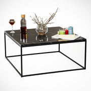 Mesa de Centro em Estilo Industrial, Preta e Branca, 75 x 43 x 75 cm | Painel de Partículas 100% Revestido em Melamina, 18 mm de Espessura | Pernas de Metal Resistente, Design Elegante para Hotéis e Residências Modernas
