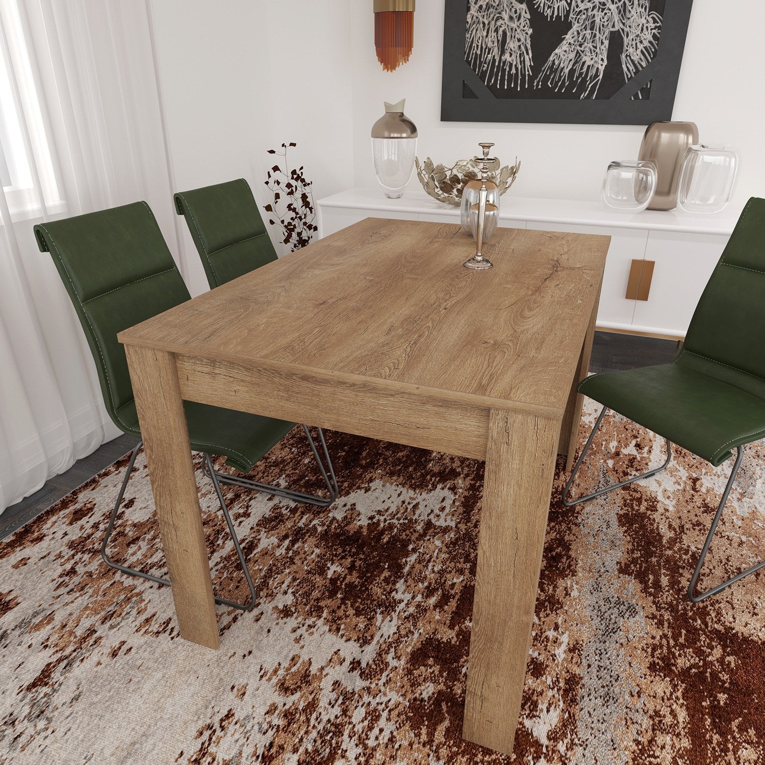 Mesa de Jantar Elegante em Carvalho, 120 x 80 x 78 cm | Painel de Partículas 100% Revestido em Melamina, 18 mm de Espessura | Perfeita para Salas de Jantar Modernas, Elegante e Durável