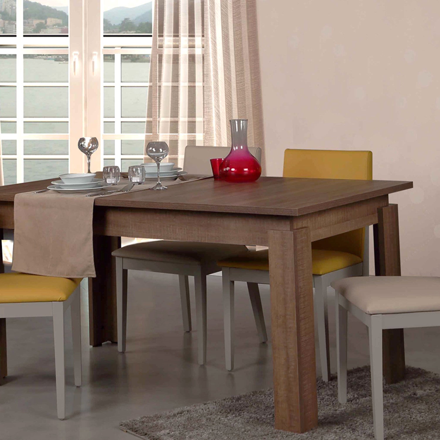 Mesa de Jantar Extensível-Huqqa-Carvalho escuro