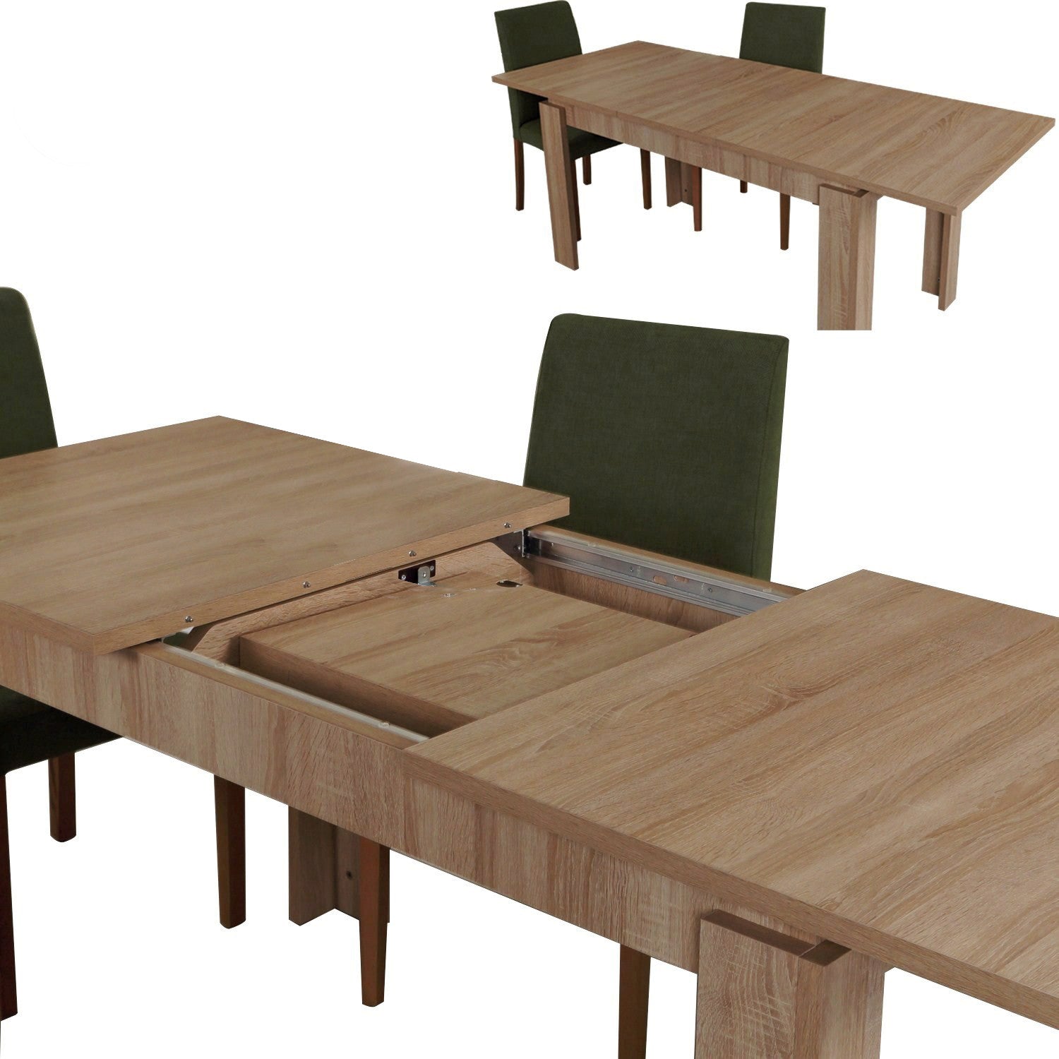Mesa de Jantar Extensível-Huqqa-Carvalho Claro