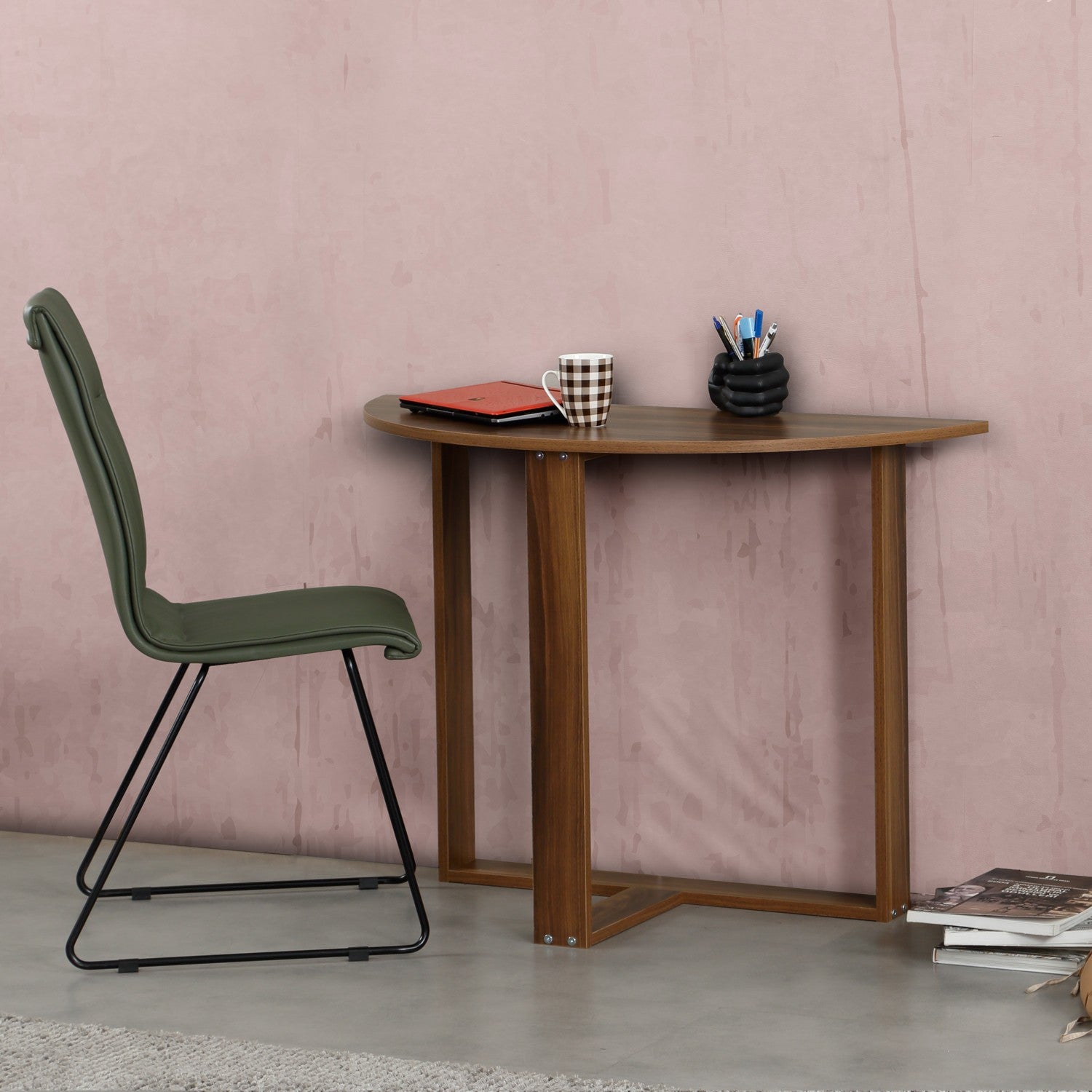 Secretária de Estudo – 106cm x 77cm x 45cm – Nogueira – Painel de partículas revestido a melamina
