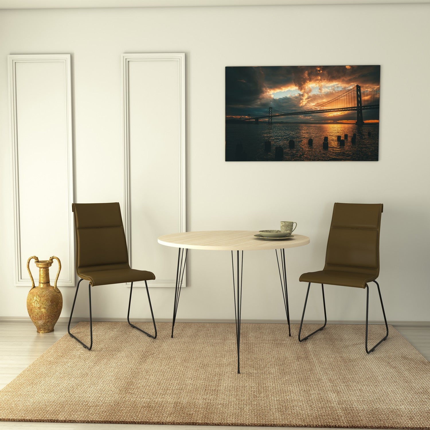 Mesa de estilo industrial, acabamento em carvalho, 90 x 75 x 90 cm | Painel de partículas 100% revestido em melamina, 18 mm de espessura, pernas de metal resistentes | Perfeita para espaços de trabalho modernos