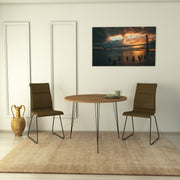Mesa de estilo industrial, carvalho caucasiano, 90 x 75 x 90 cm | Painel de partículas 100% revestido em melamina, 18 mm de espessura, pernas de metal resistentes | Perfeita para espaços modernos