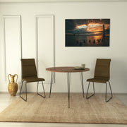 Mesa estilo industrial, cor nogueira, 90 x 75 x 90 cm | Painel de partículas 100% revestido em melamina, 18 mm de espessura, pernas de metal resistentes | Perfeita para espaços modernos