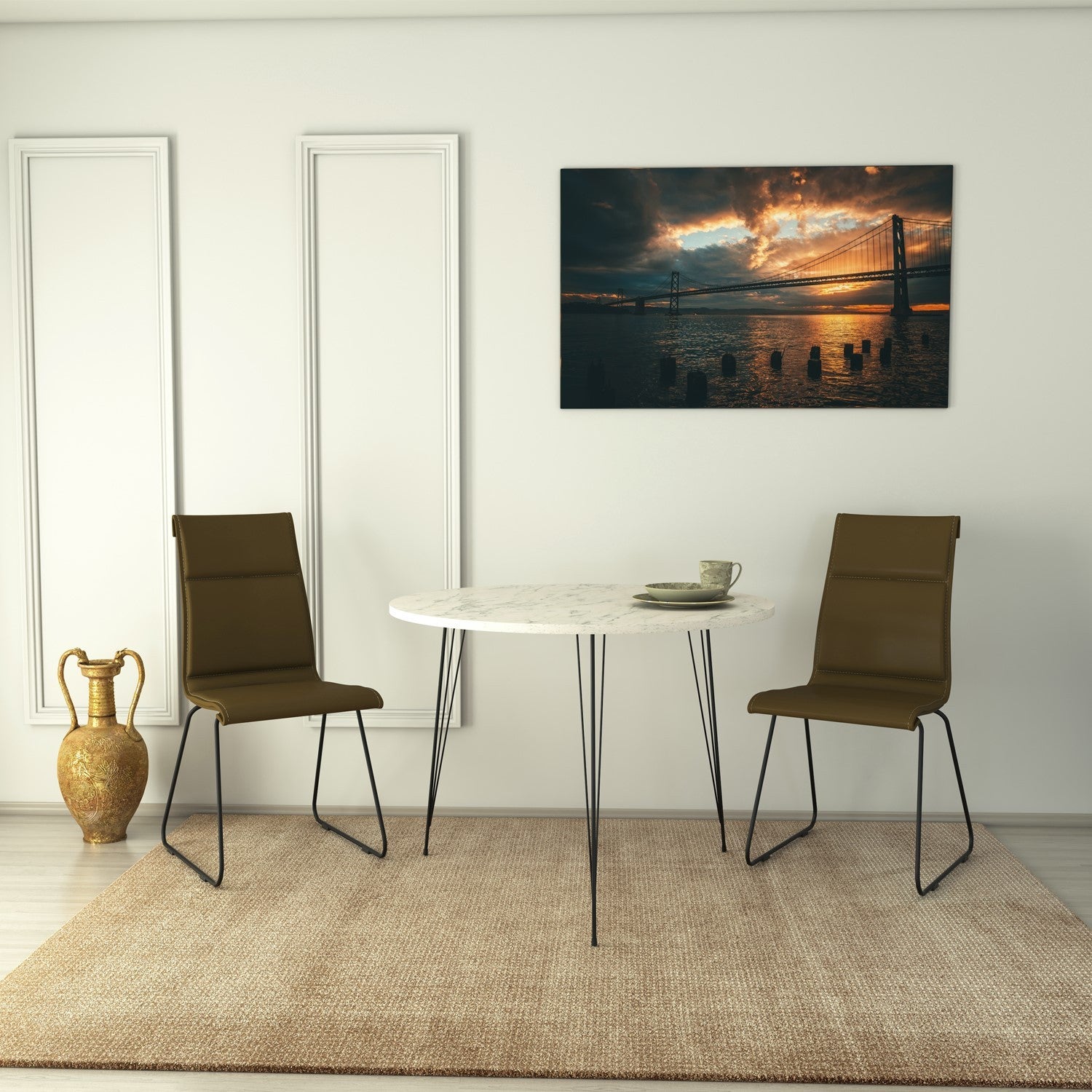 Mesa elegante em preto e branco, 90 x 75 x 90 cm | Painel de partículas 100% revestido em melamina, 18 mm de espessura, pernas de metal resistentes | Ideal para casa e escritório modernos