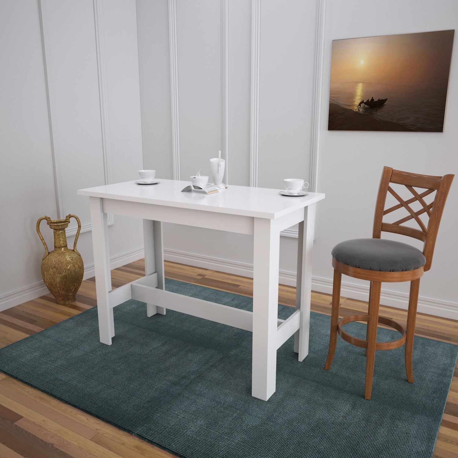 Mesa de jantar-Barra-Branco