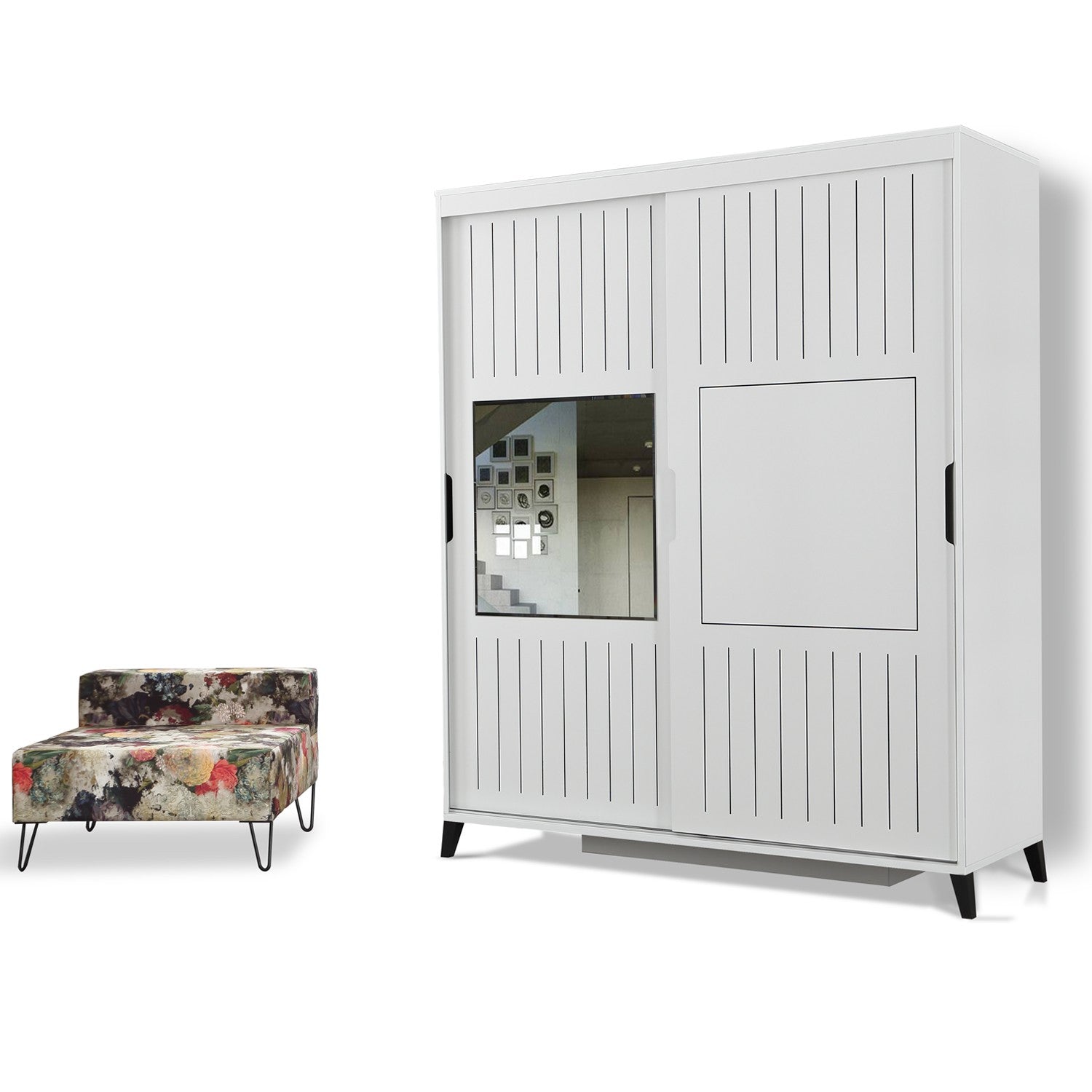 Guarda-roupa – 150cm x 216cm x 60cm – Branco – Painéis de partículas revestidos a melamina
