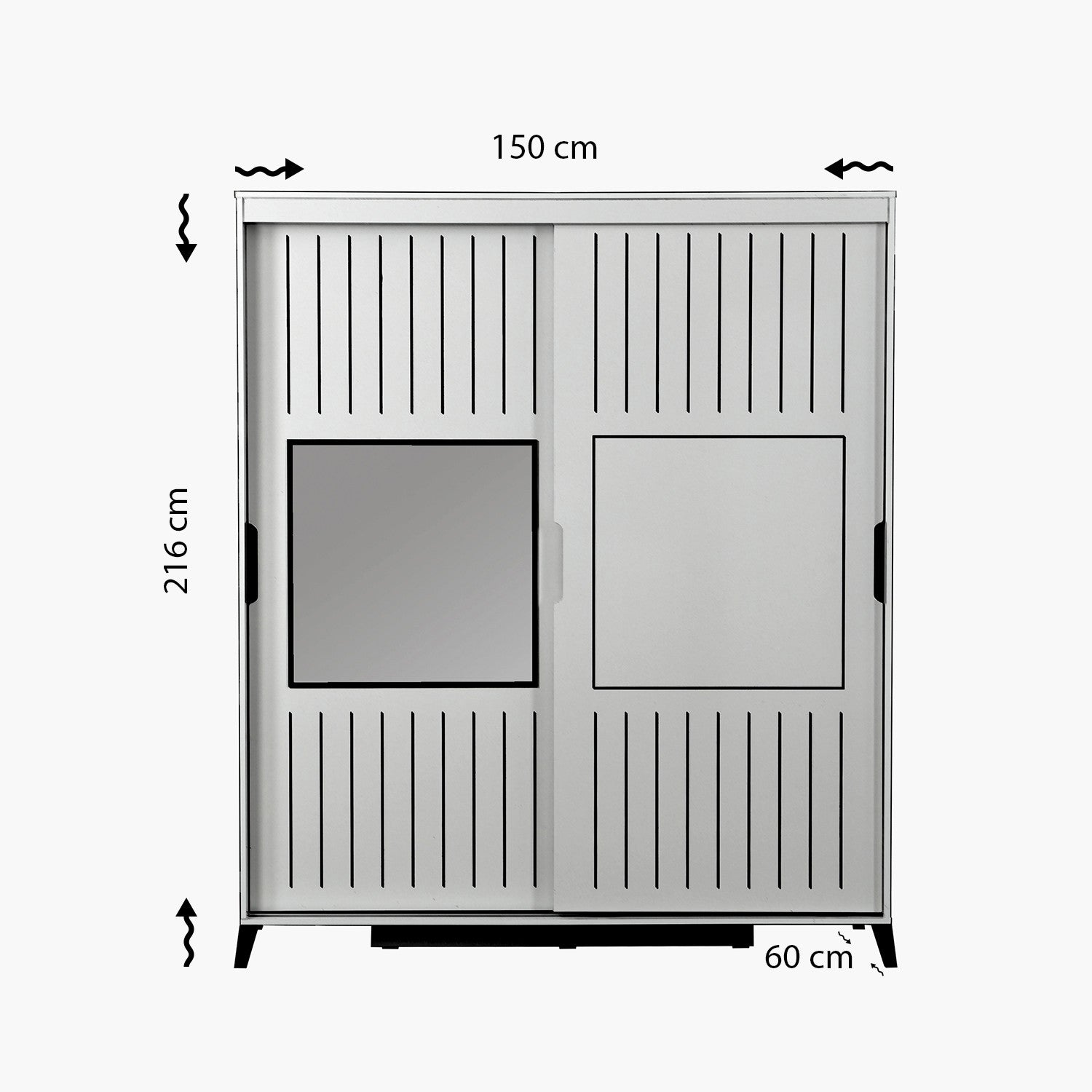 Guarda-roupa – 150cm x 216cm x 60cm – Branco – Painéis de partículas revestidos a melamina
