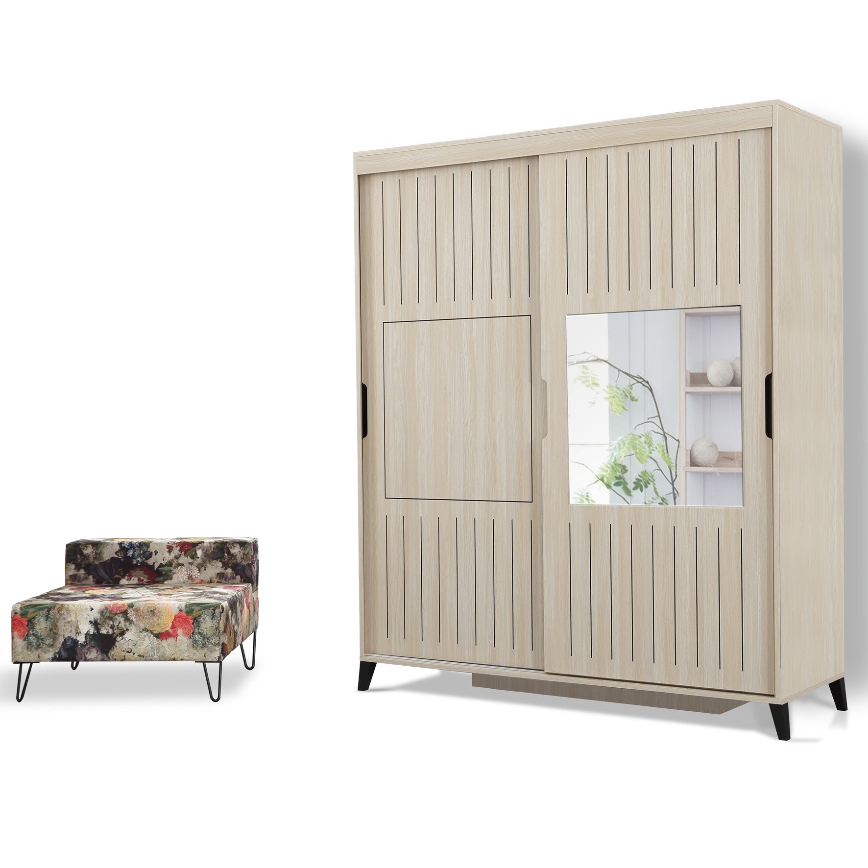 Guarda-roupa – 160 cm x 216 cm x 60 cm – Carvalho – Painéis de partículas revestidos a melamina
