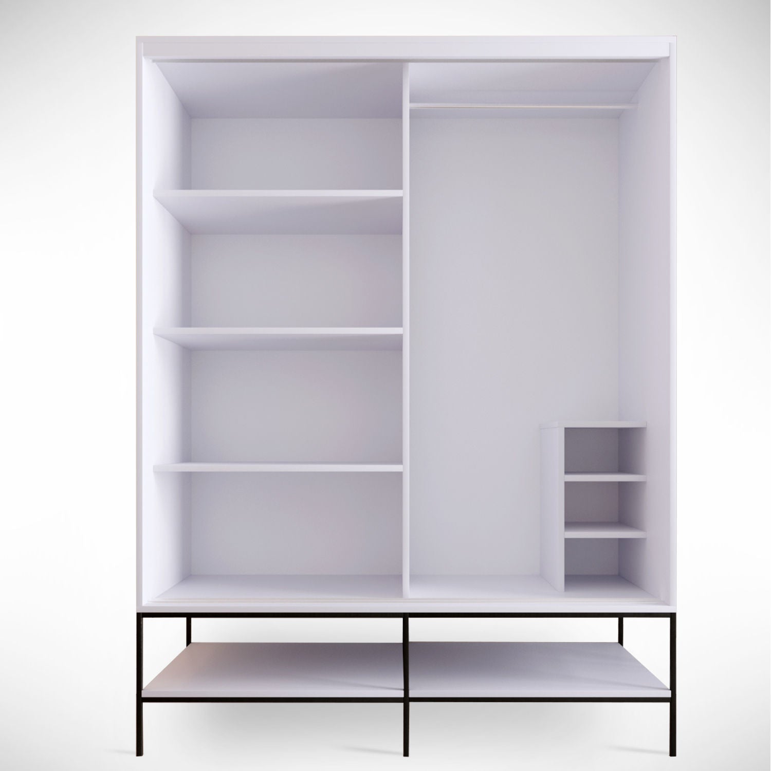 Guarda-roupa de painel de partículas revestido a melamina – 150 cm x 200 cm x 57 cm – Branco, Preto e Dourado