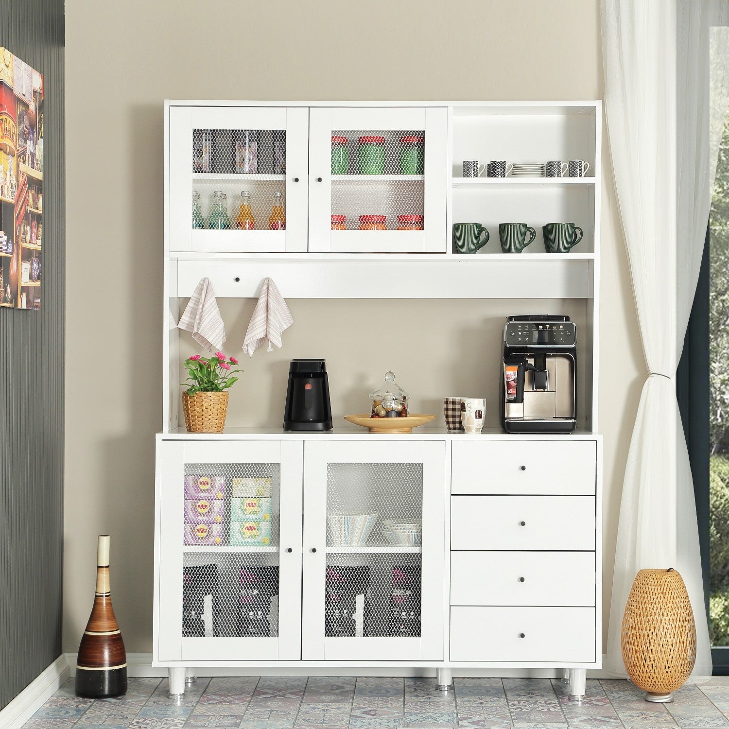 Armário multiuso – 140 cm x 187 cm x 40 cm – Branco – Aglomerado