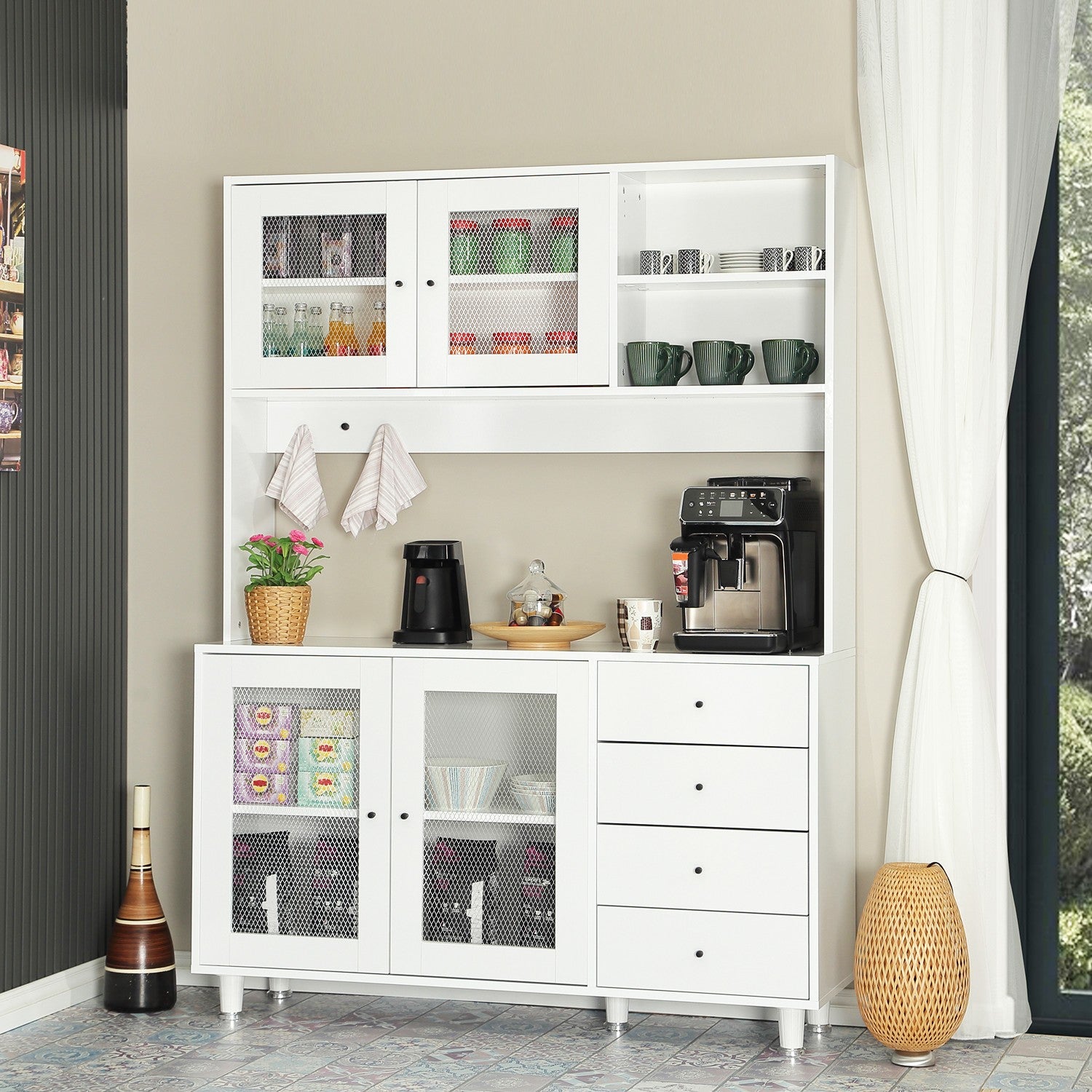 Armário multiuso – 140 cm x 187 cm x 40 cm – Branco – Aglomerado