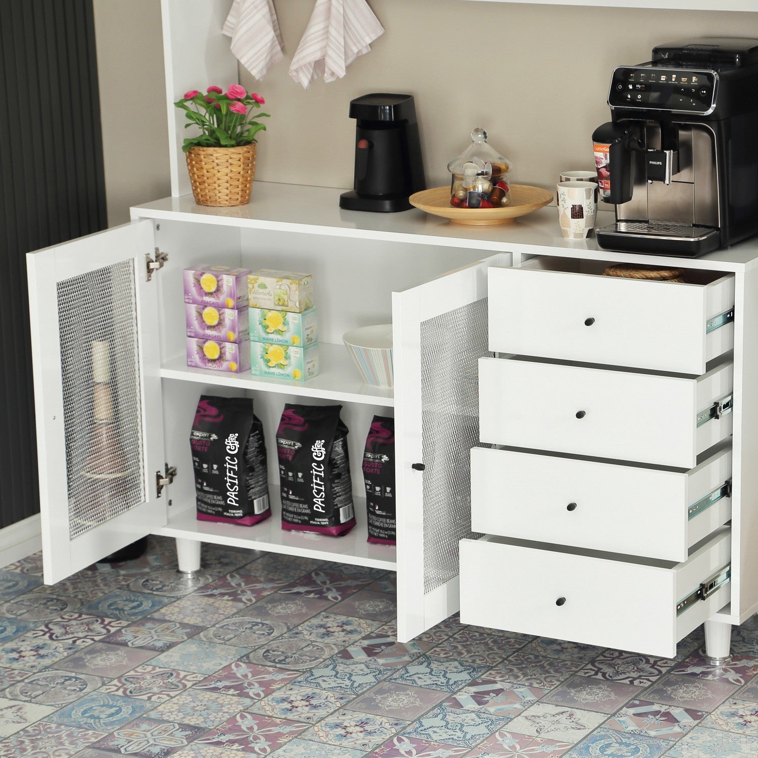 Armário multiuso – 140 cm x 187 cm x 40 cm – Branco – Aglomerado