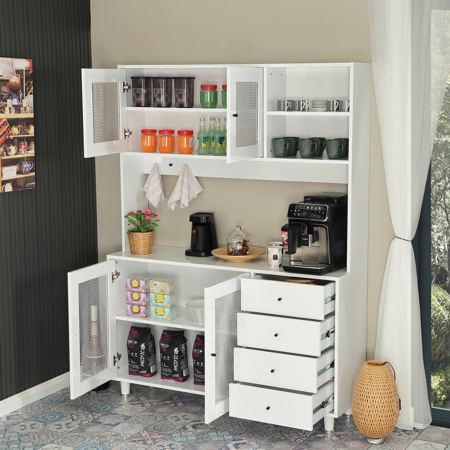 Armário multiuso – 140 cm x 187 cm x 40 cm – Branco – Aglomerado