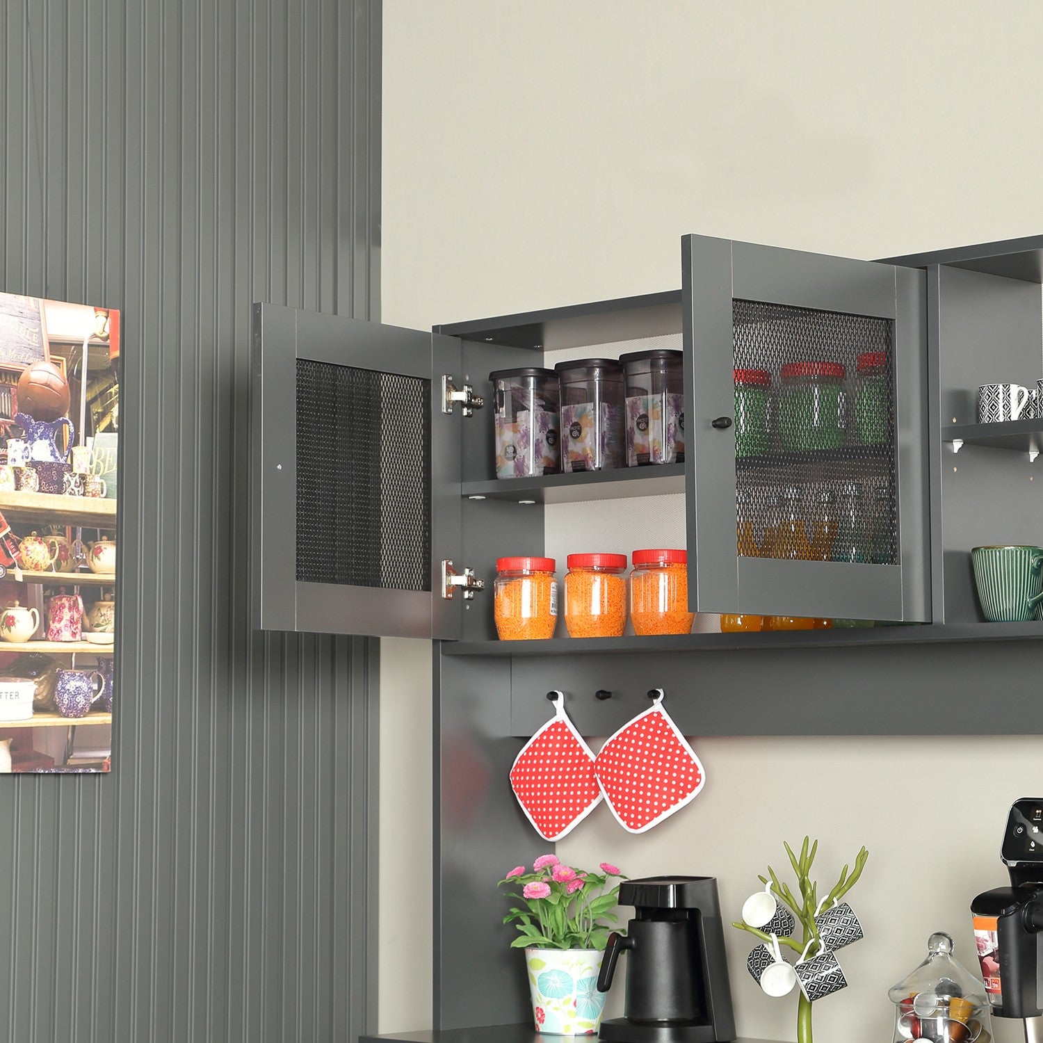 Armário multiuso – 140 cm x 187 cm x 40 cm – Antracite – Aglomerado