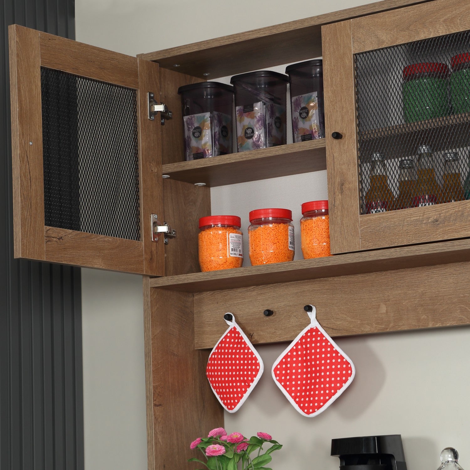 Armário multiuso – 140 cm x 187 cm x 40 cm – Carvalho Caucasiano – Aglomerado