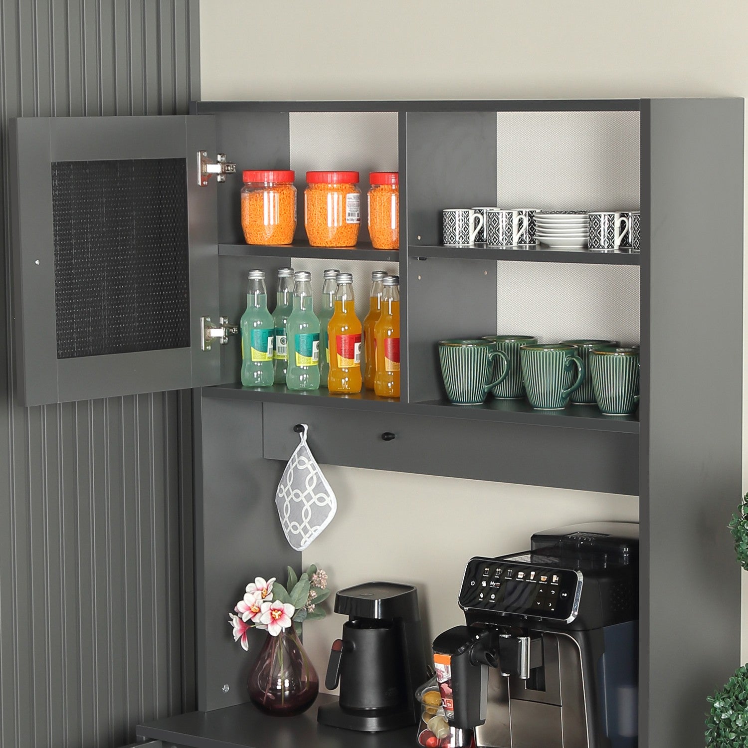 Armário multiusos – 96 cm x 187 cm x 40 cm – Antracite – Aglomerado