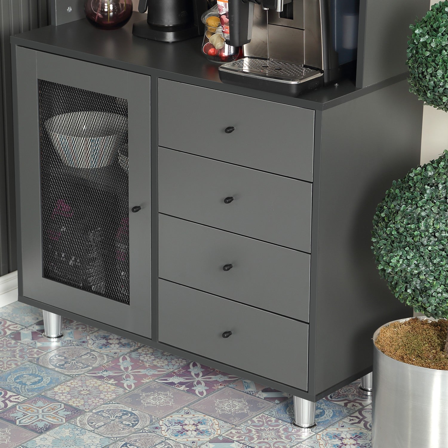 Armário multiusos – 96 cm x 187 cm x 40 cm – Antracite – Aglomerado