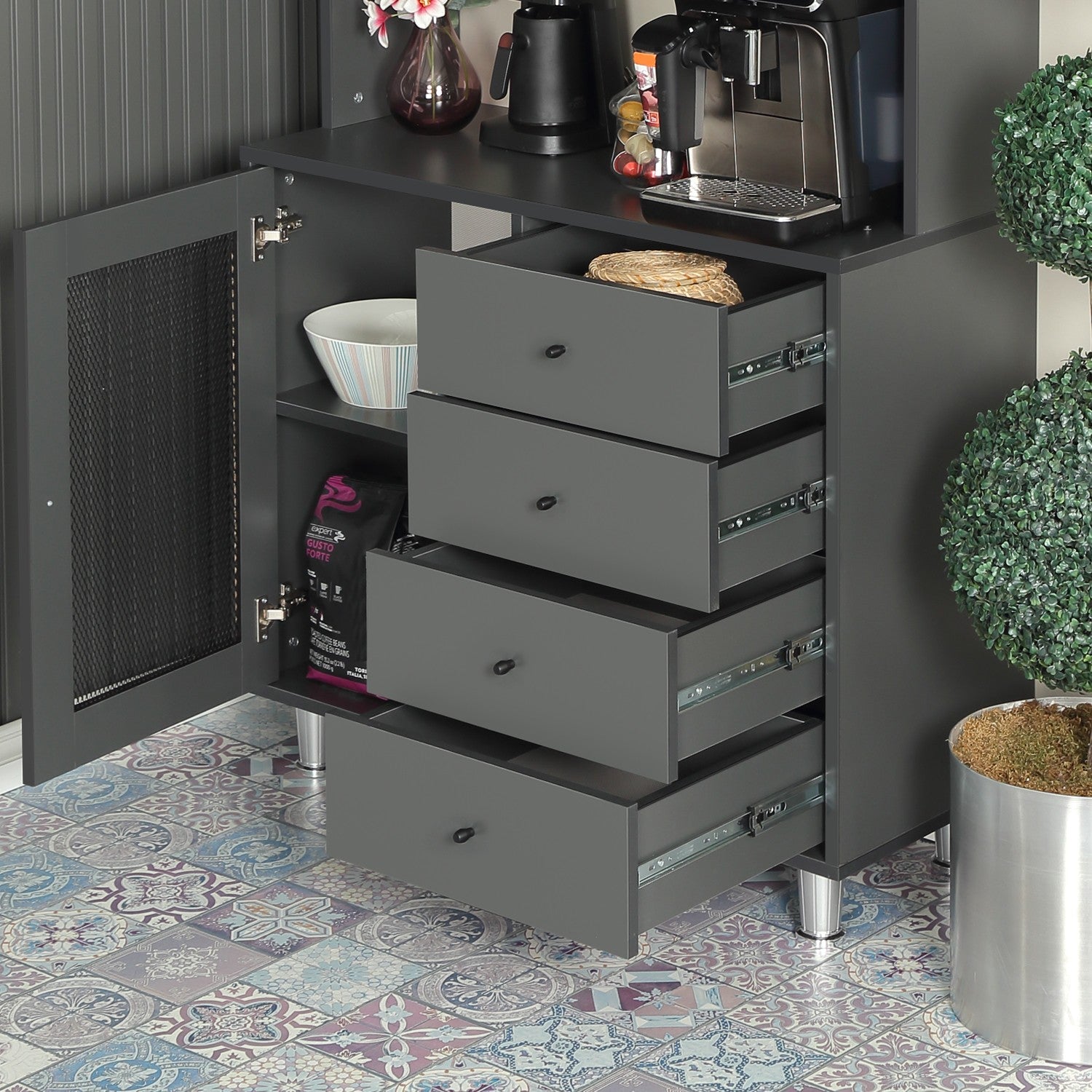 Armário multiusos – 96 cm x 187 cm x 40 cm – Antracite – Aglomerado