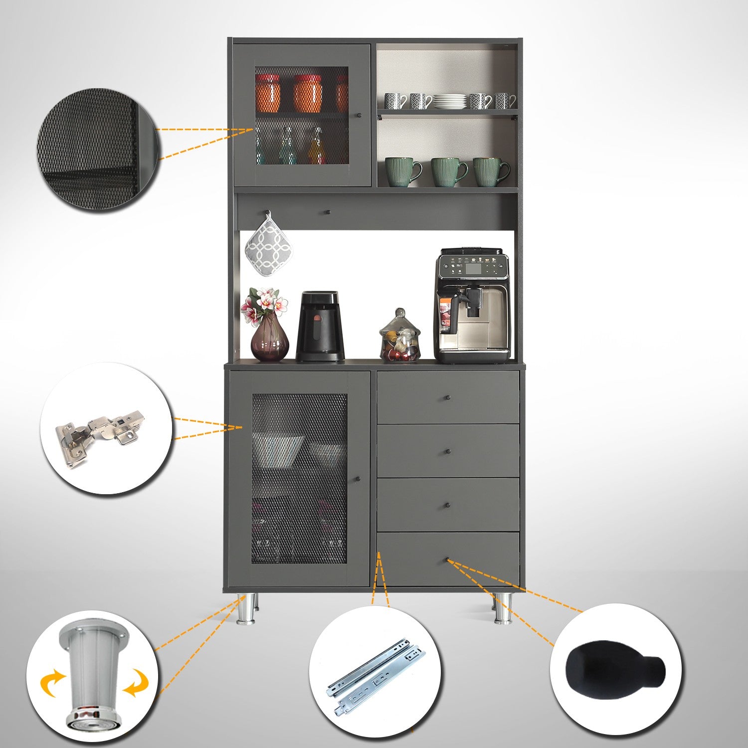 Armário multiusos – 96 cm x 187 cm x 40 cm – Antracite – Aglomerado