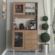 Armário multifuncional – 96 cm x 187 cm x 40 cm – Carvalho caucasiano – Aglomerado