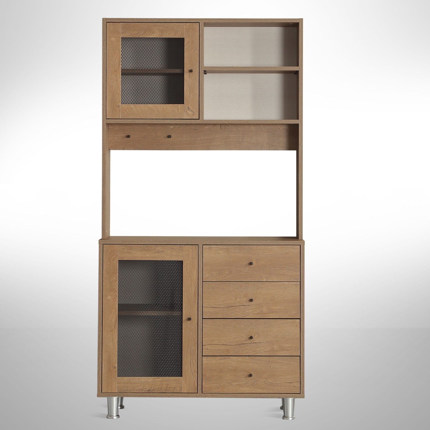 Armário multifuncional – 96 cm x 187 cm x 40 cm – Carvalho caucasiano – Aglomerado