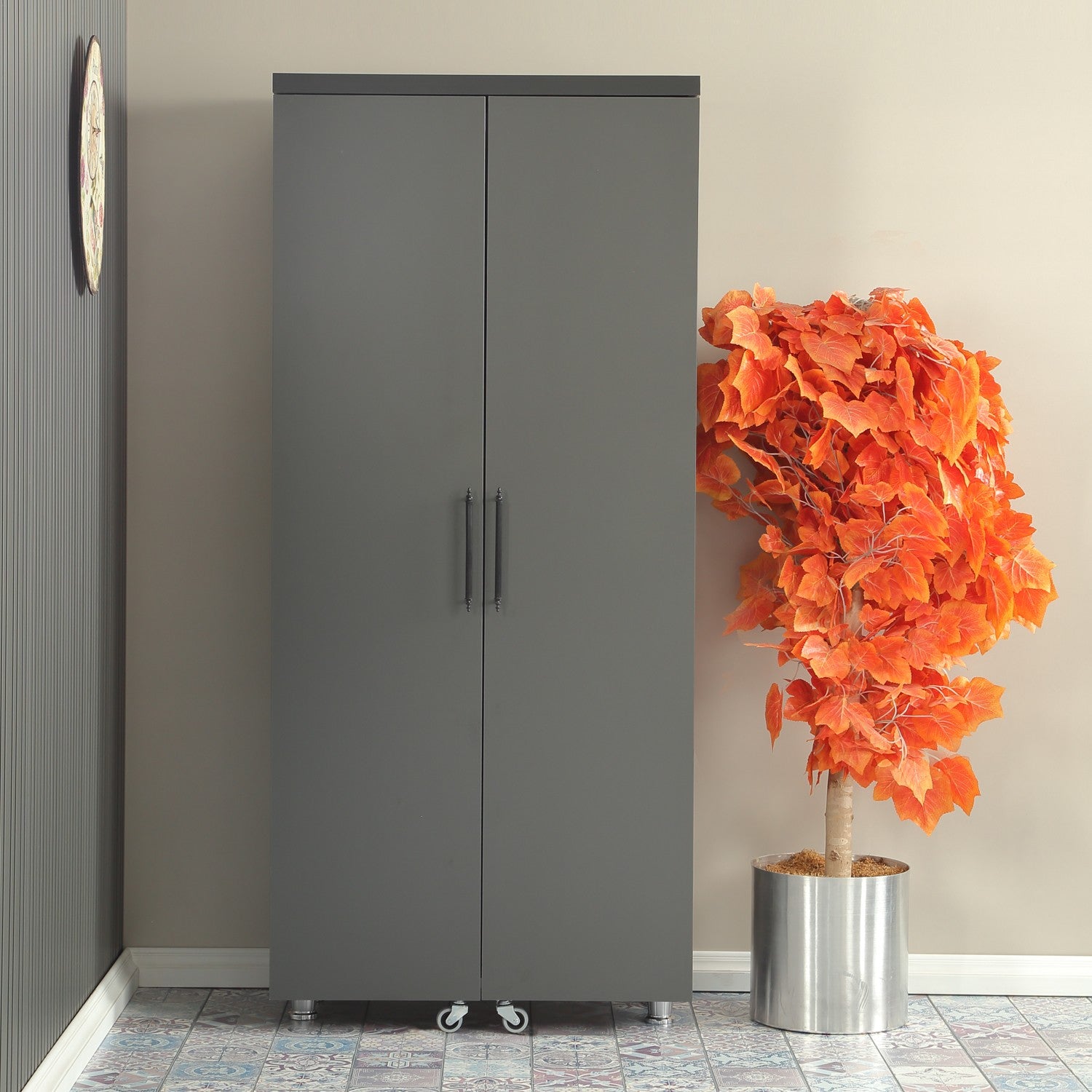 Armário multiusos – 80 cm x 180 cm x 42 cm – Antracite – Aglomerado