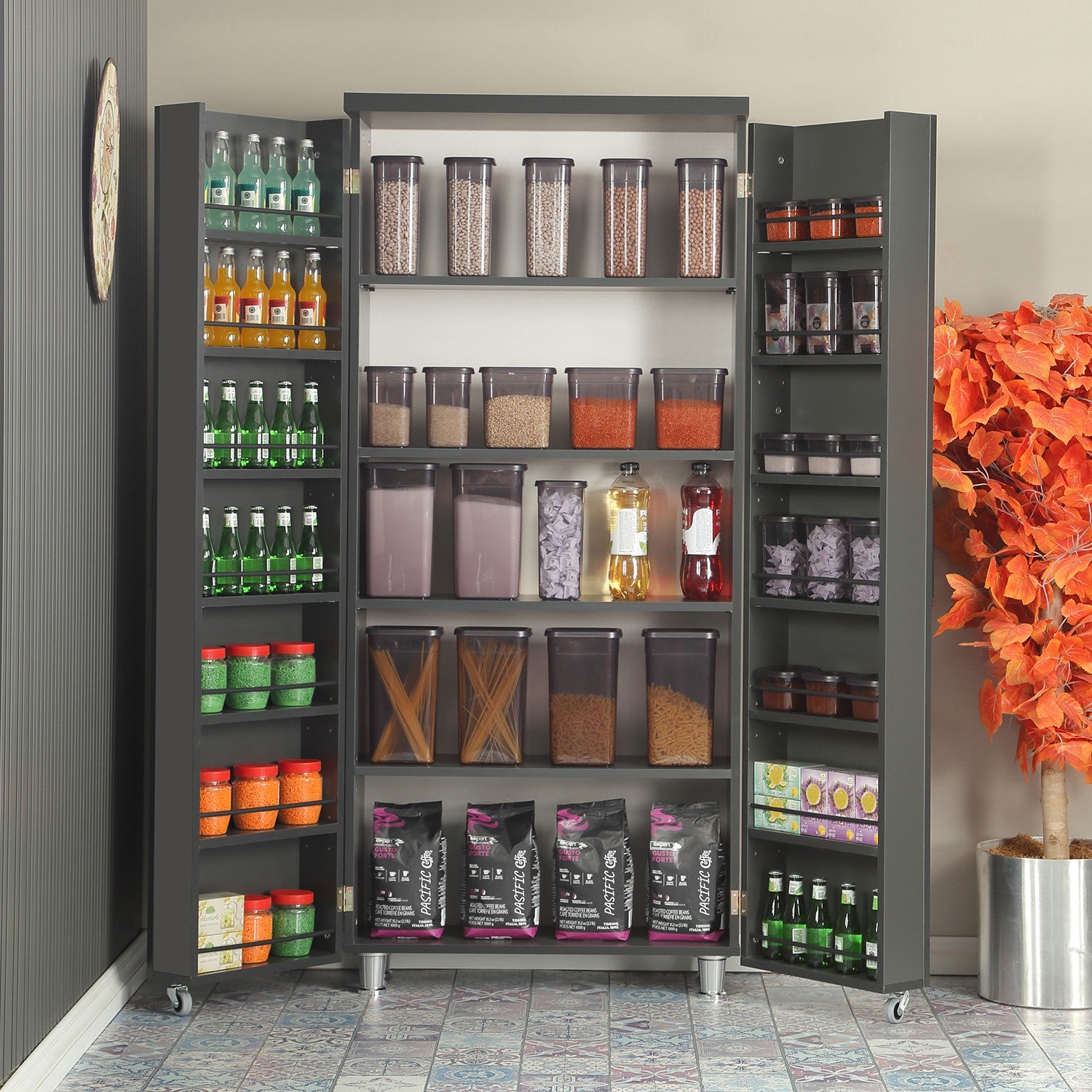 Armário multiusos – 80 cm x 180 cm x 42 cm – Antracite – Aglomerado