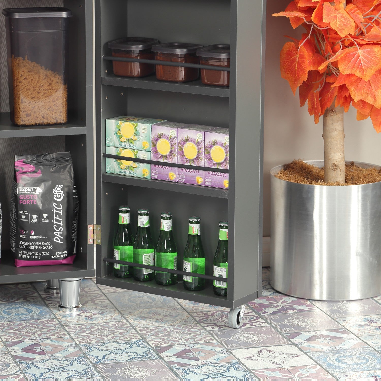 Armário multiusos – 80 cm x 180 cm x 42 cm – Antracite – Aglomerado