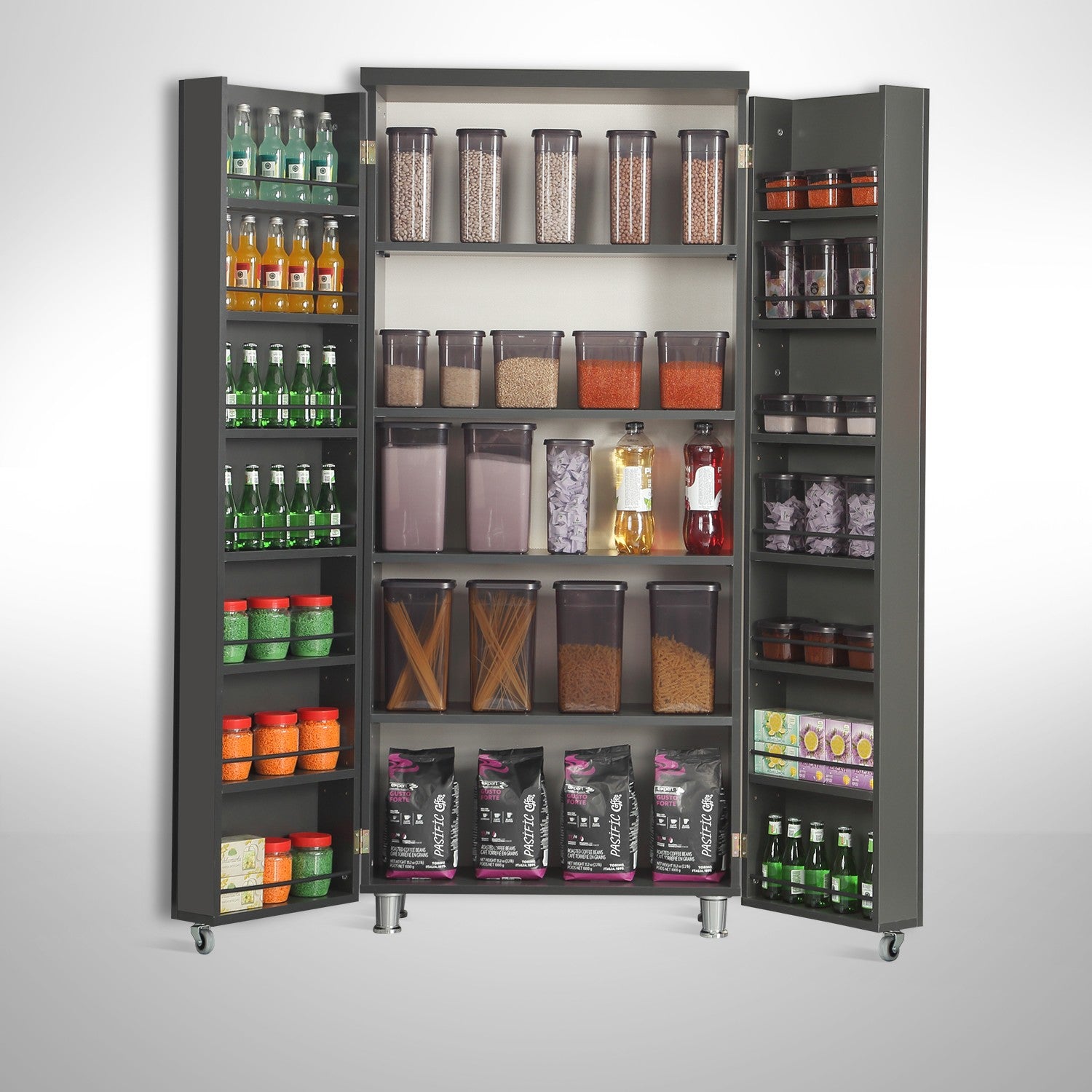 Armário multiusos – 80 cm x 180 cm x 42 cm – Antracite – Aglomerado