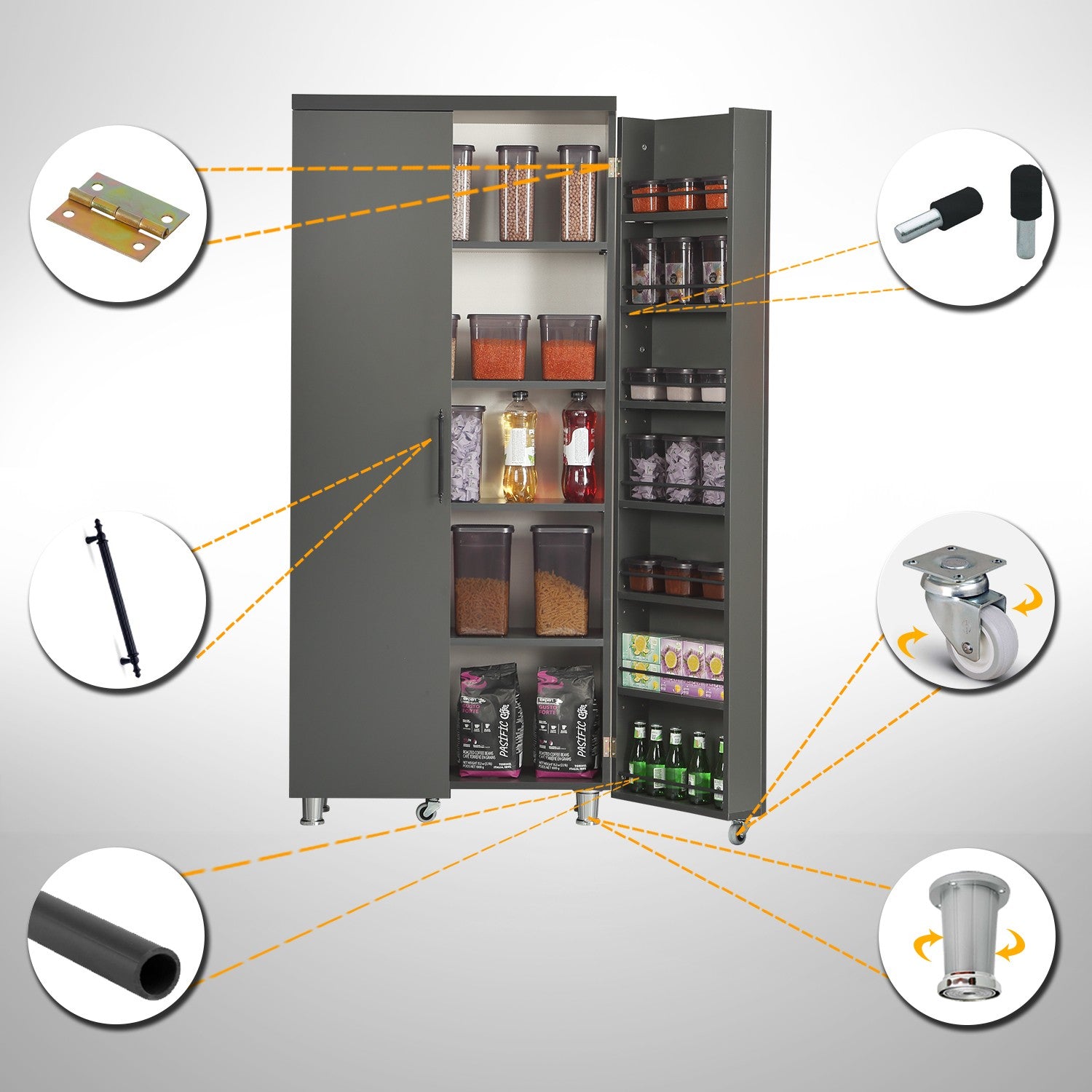 Armário multiusos – 80 cm x 180 cm x 42 cm – Antracite – Aglomerado