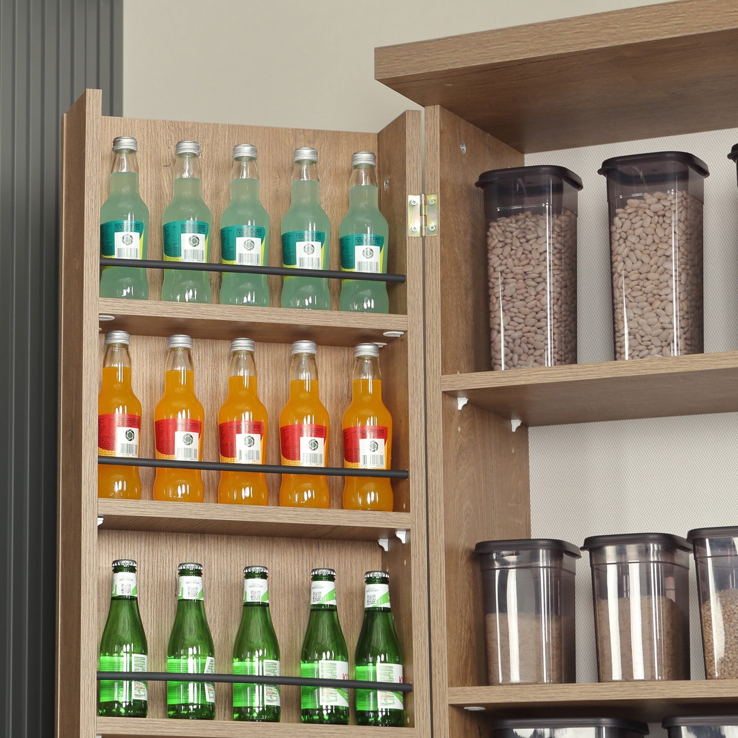 Armário multiuso – 80 cm x 180 cm x 42 cm – Carvalho escuro – Aglomerado