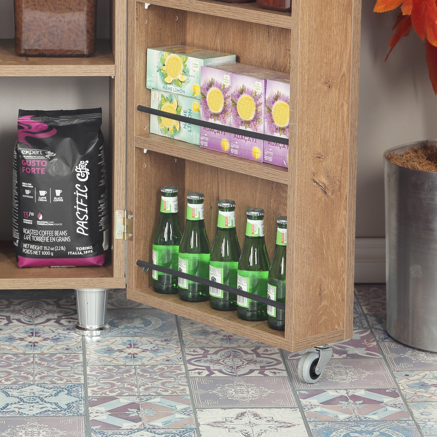 Armário multiuso – 80 cm x 180 cm x 42 cm – Carvalho escuro – Aglomerado