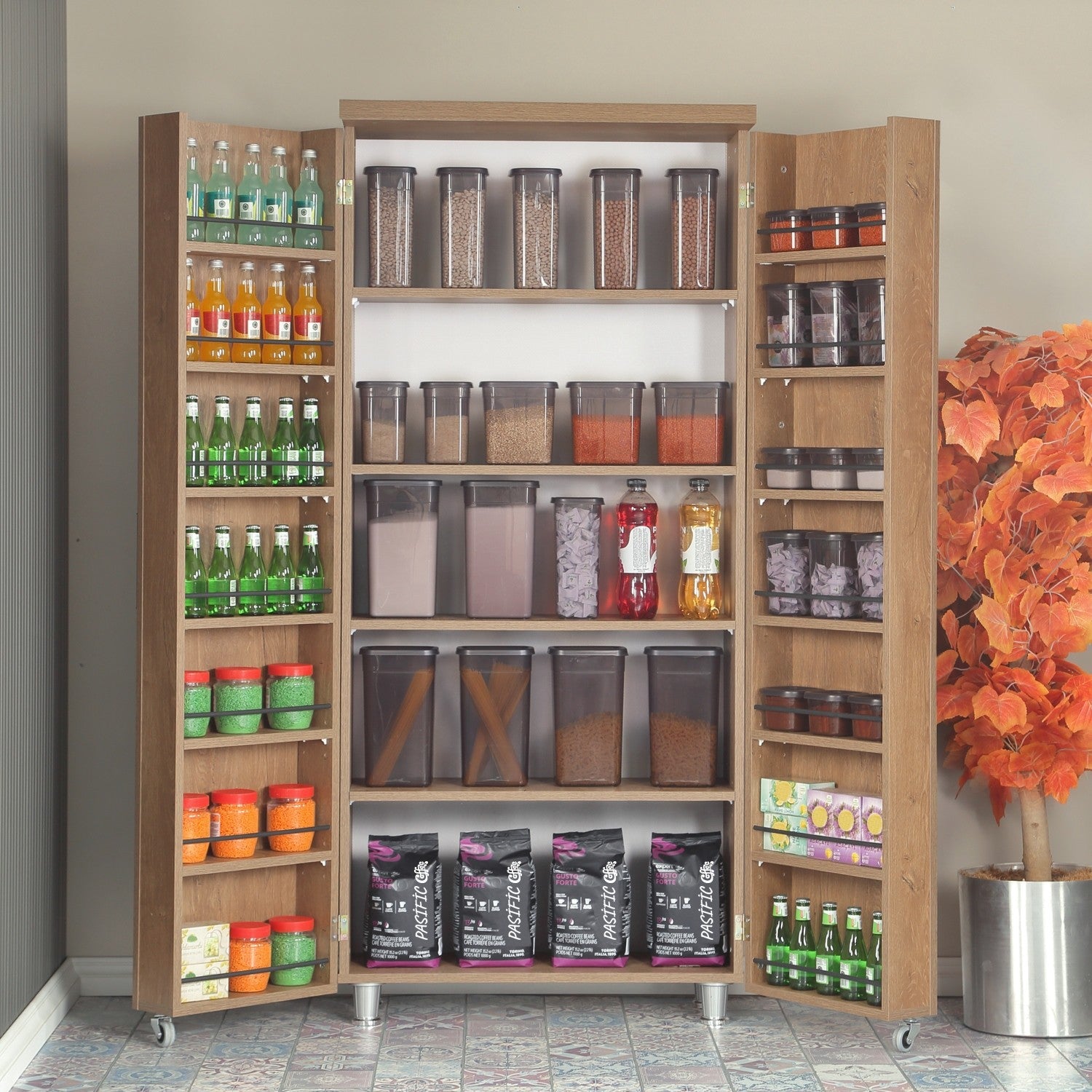 Armário multiuso – 80 cm x 180 cm x 42 cm – Carvalho escuro – Aglomerado