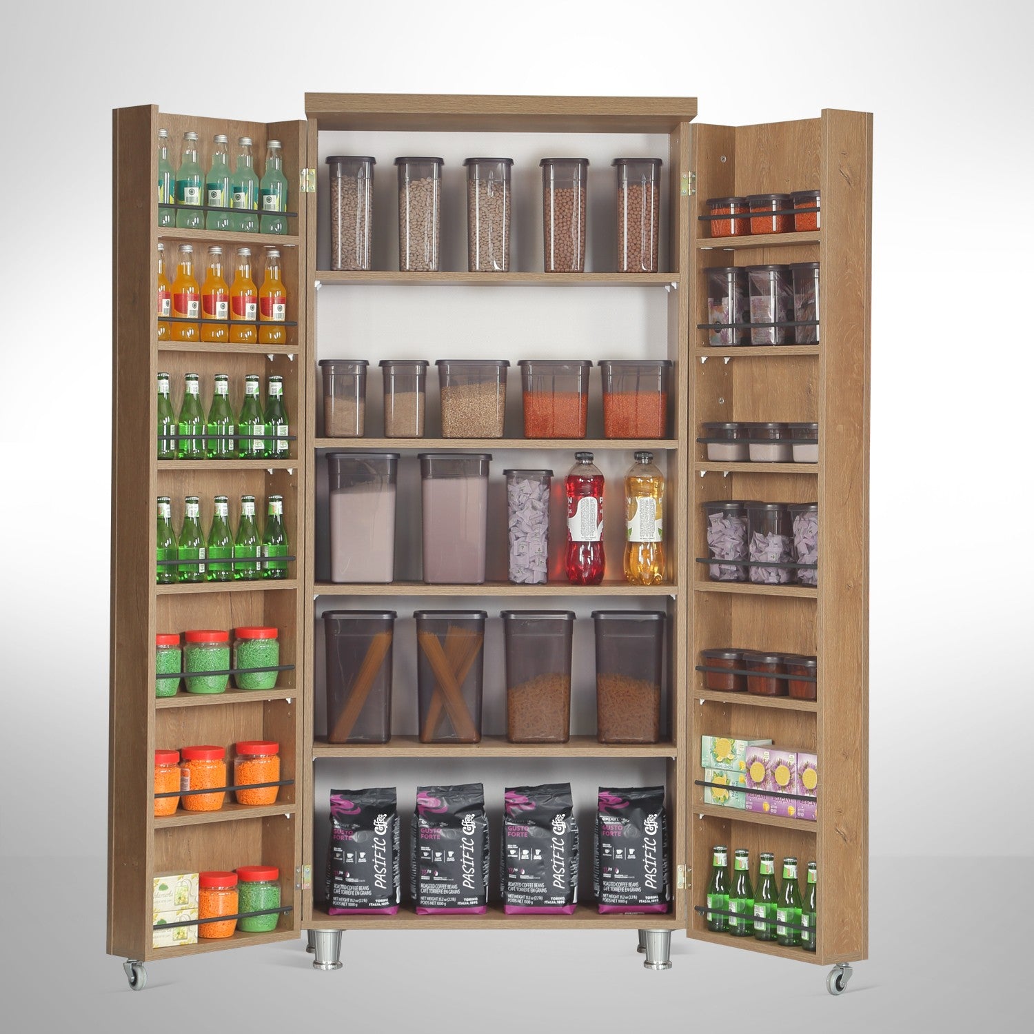 Armário multiuso – 80 cm x 180 cm x 42 cm – Carvalho escuro – Aglomerado