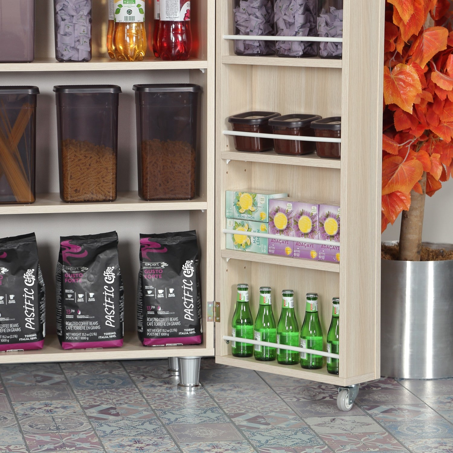 Armário multifunções – 80 cm x 180 cm x 42 cm – Carvalho claro – Aglomerado de madeira