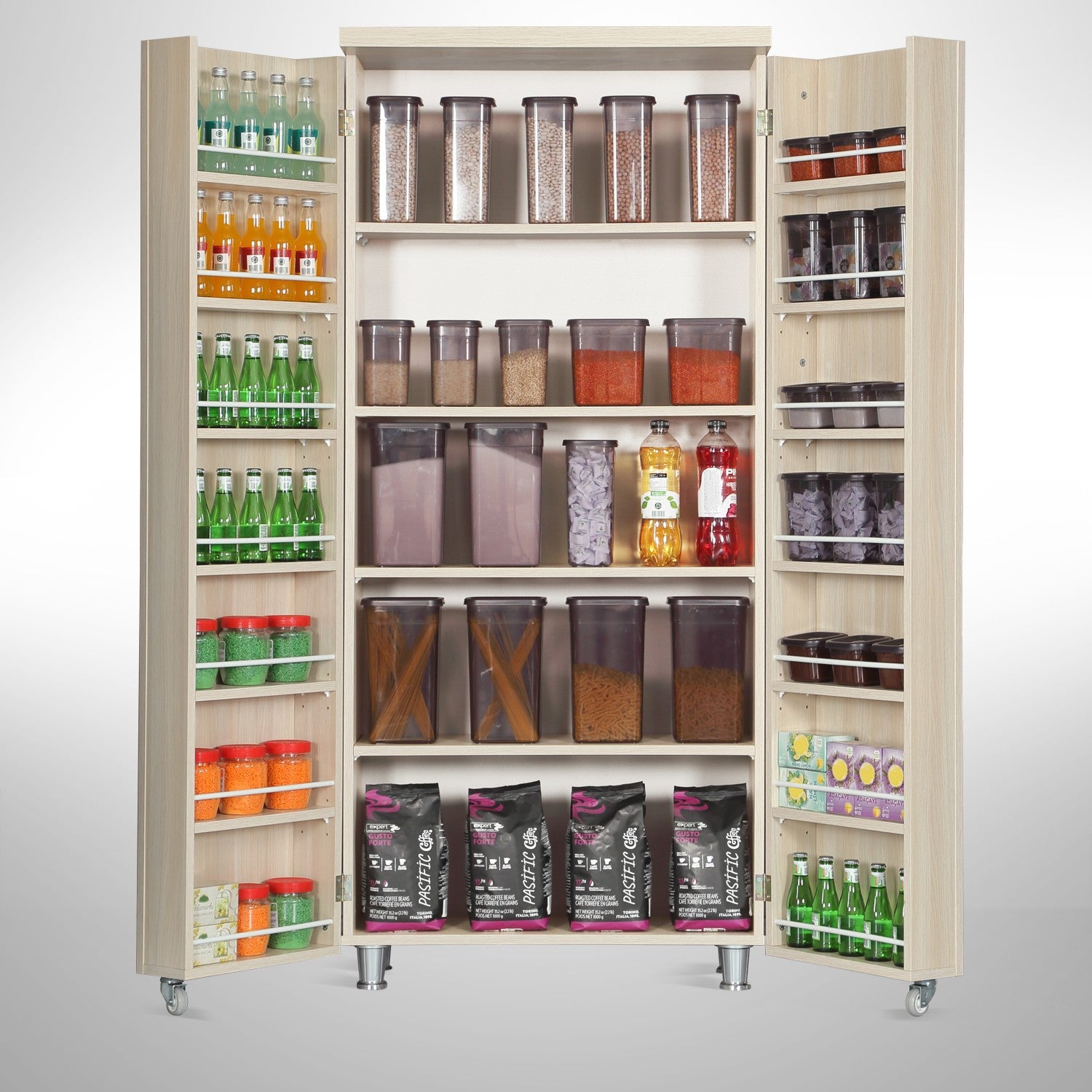 Armário multifunções – 80 cm x 180 cm x 42 cm – Carvalho claro – Aglomerado de madeira