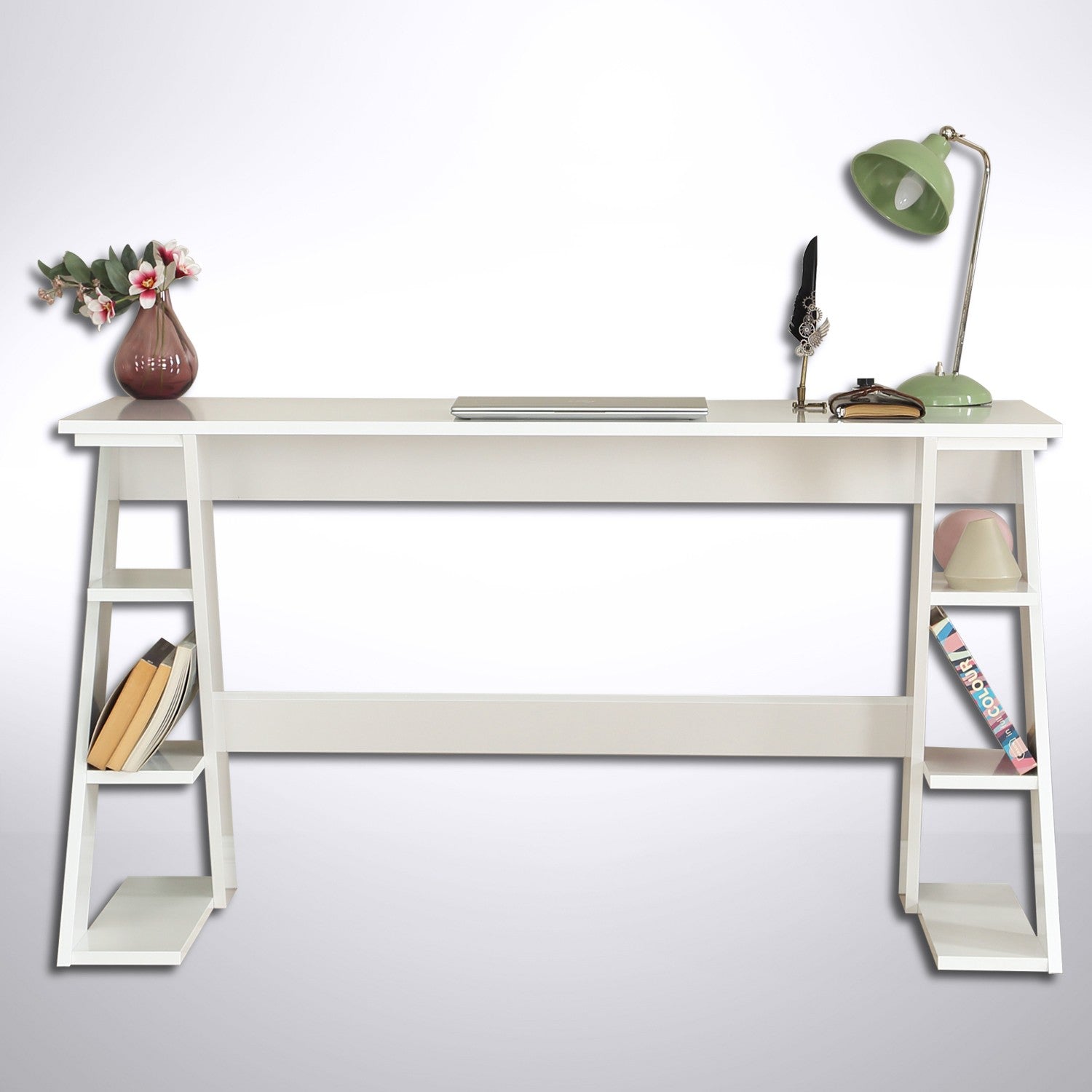 Secretária de Estudo – 140 cm x 73 cm x 60 cm – Branco – Aglomerado