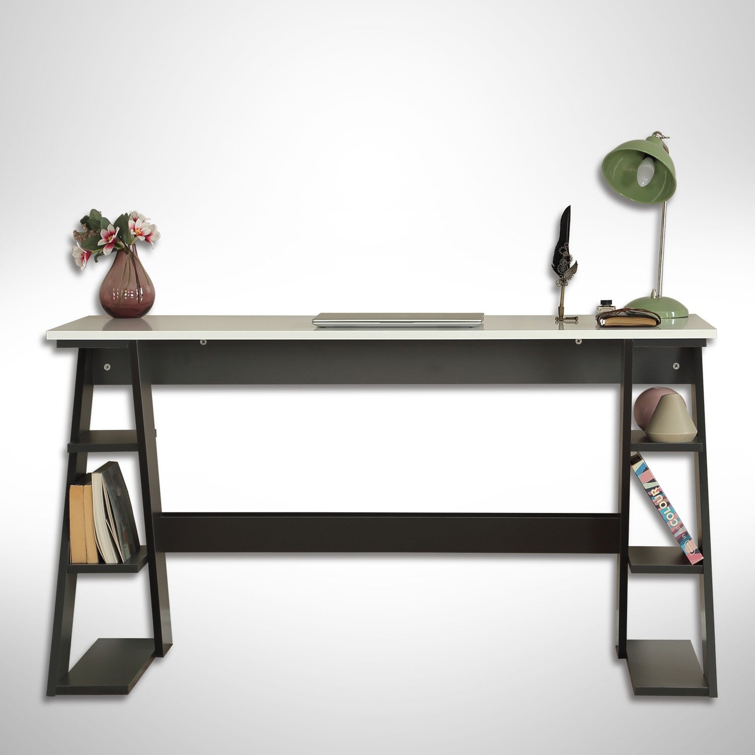 Secretária de Estudo – 140 cm x 73 cm x 60 cm – Antracite e Branco – Aglomerado