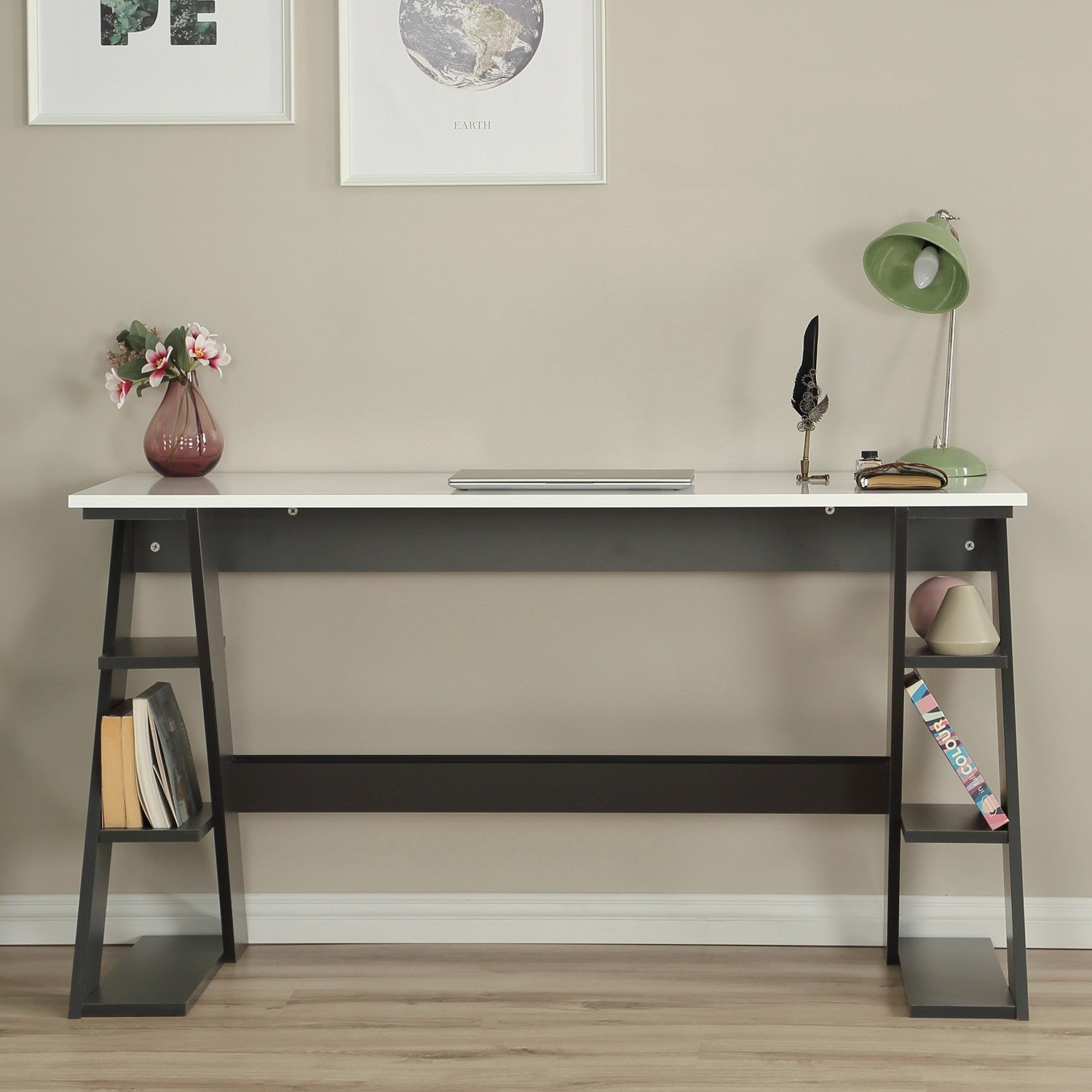 Secretária de Estudo – 140 cm x 73 cm x 60 cm – Antracite e Branco – Aglomerado
